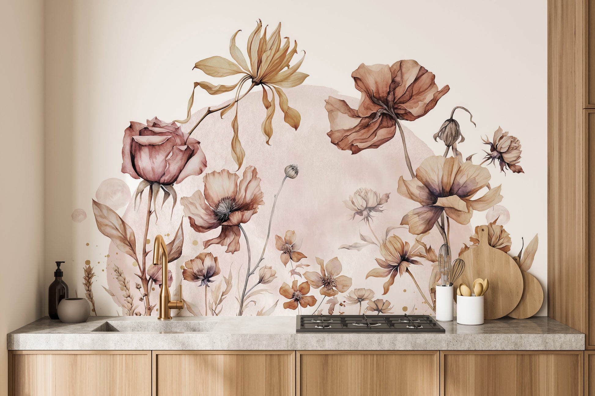 Vintage Floral Wall Mural - Giffywalls