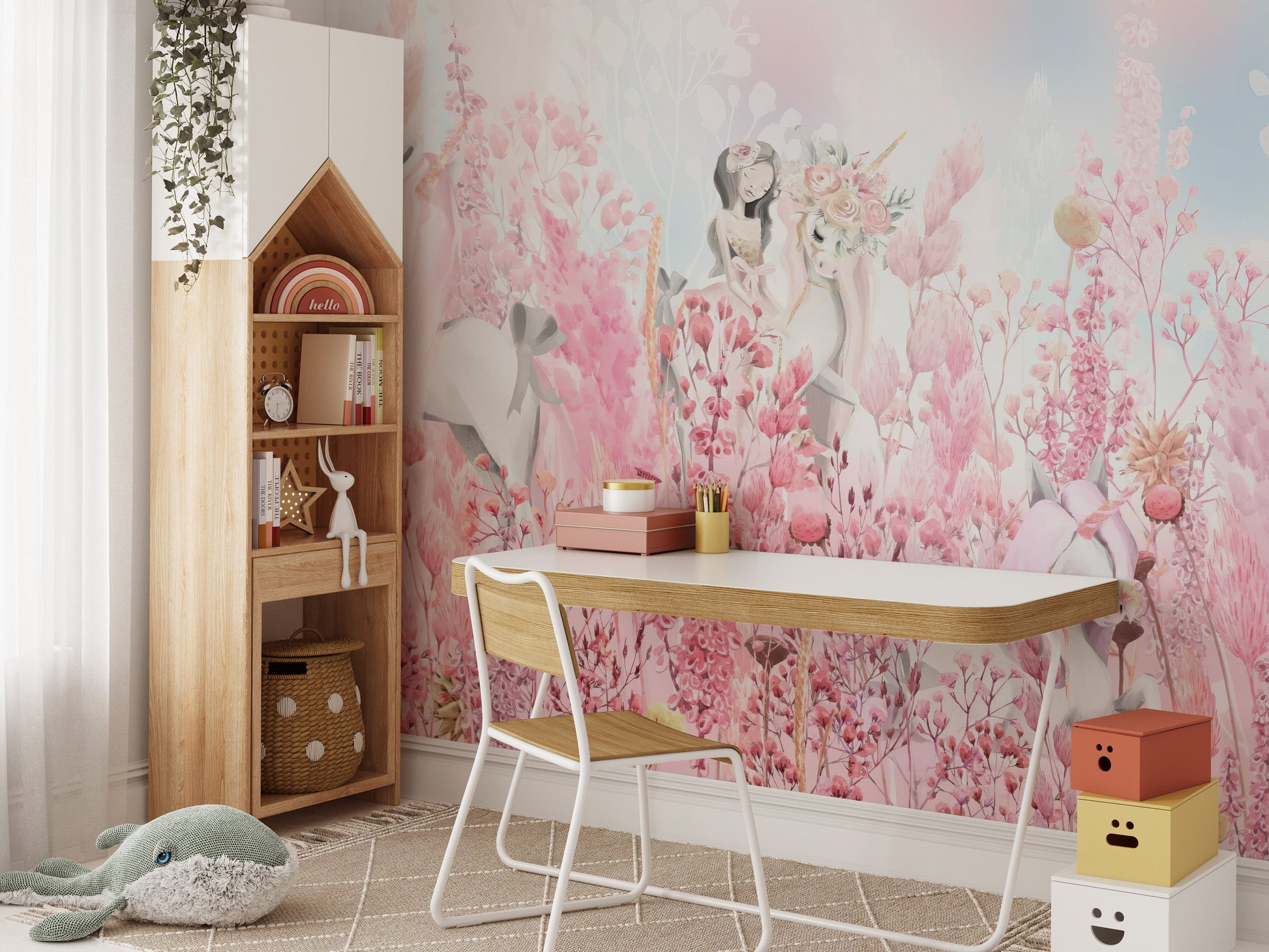 Pink Unicorn Forest Wall Mural - Giffywalls