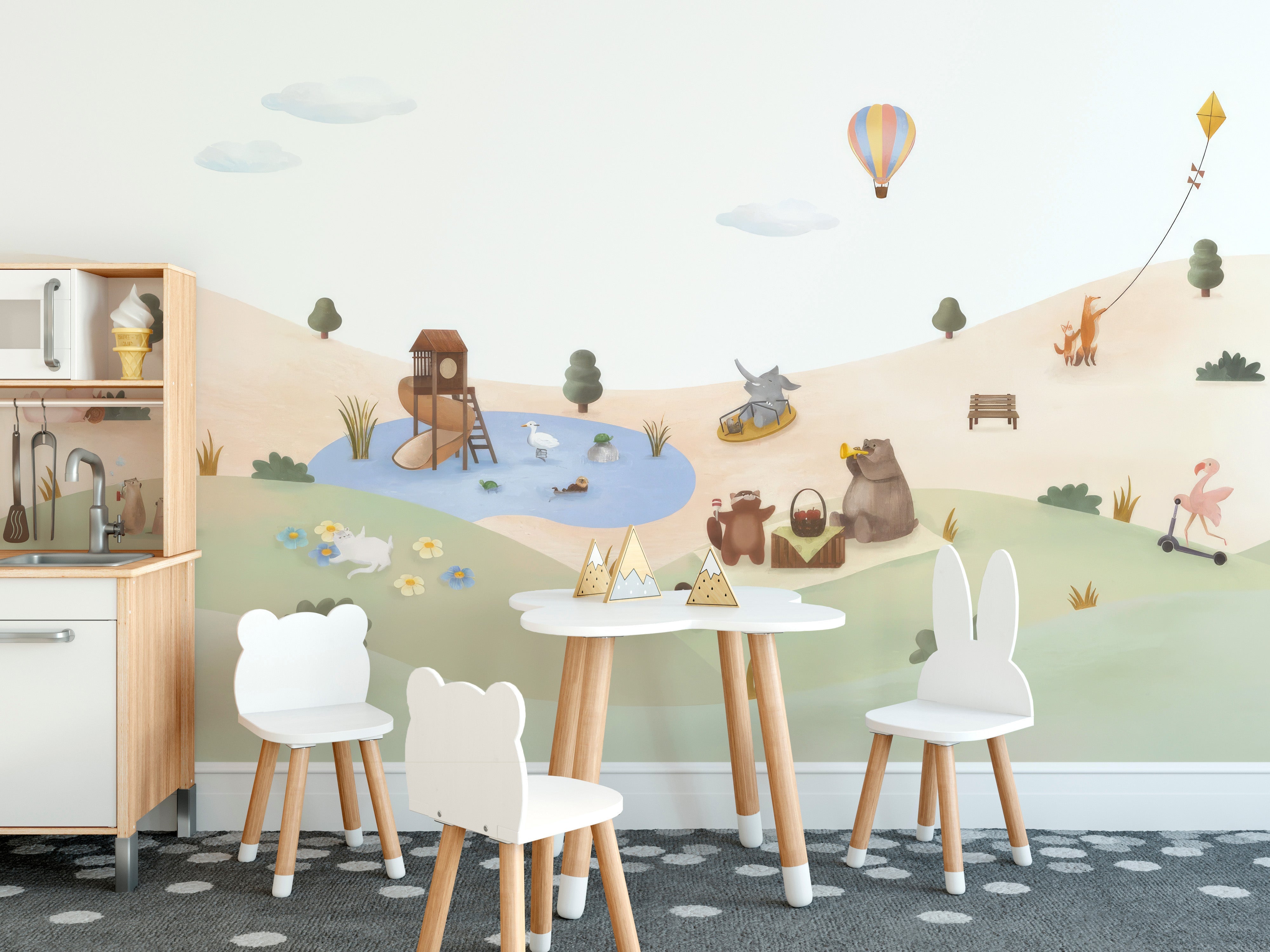 Playful Animals Garden Wall Mural - Giffywalls