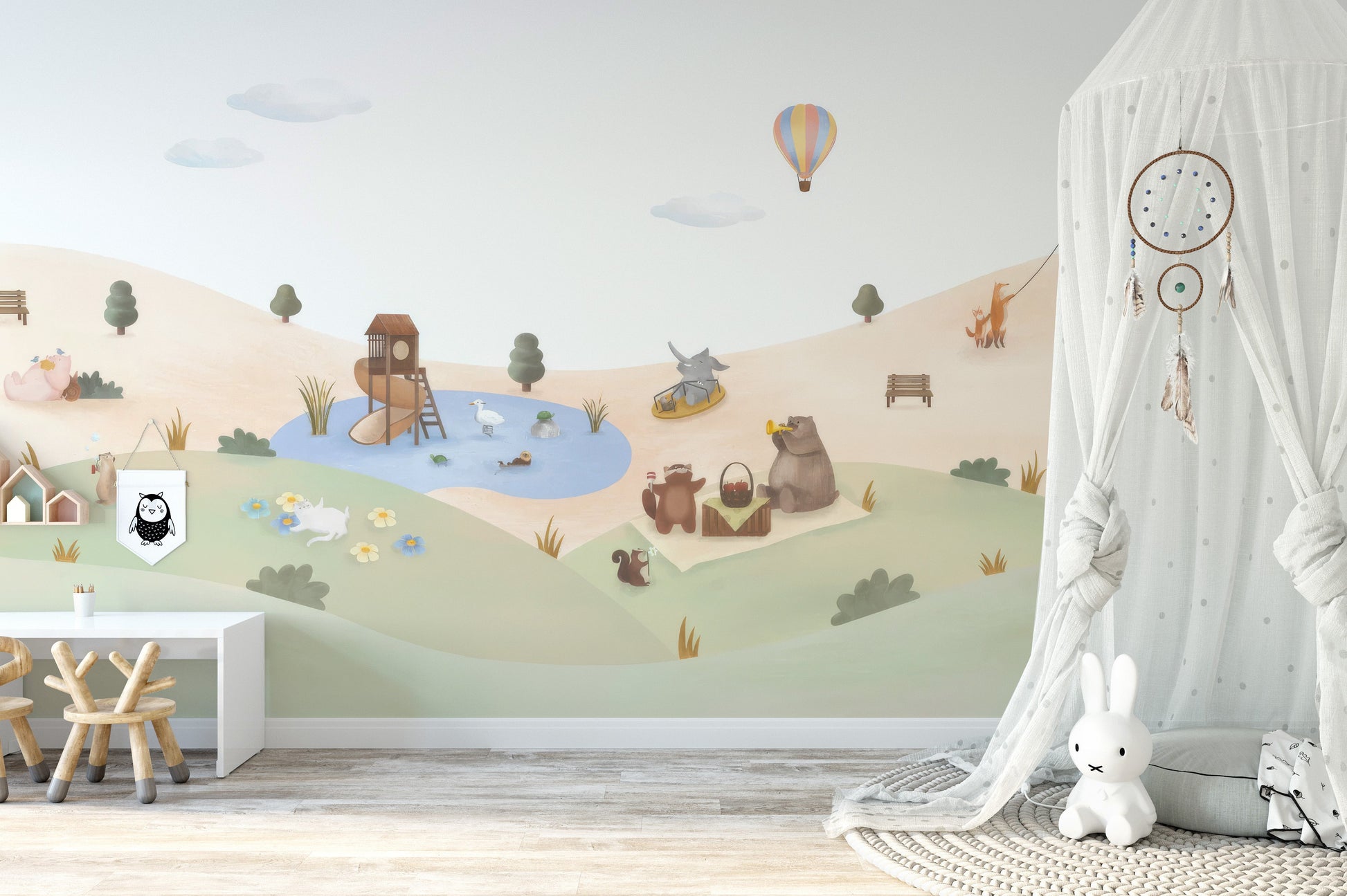 Playful Animals Garden Wall Mural - Giffywalls