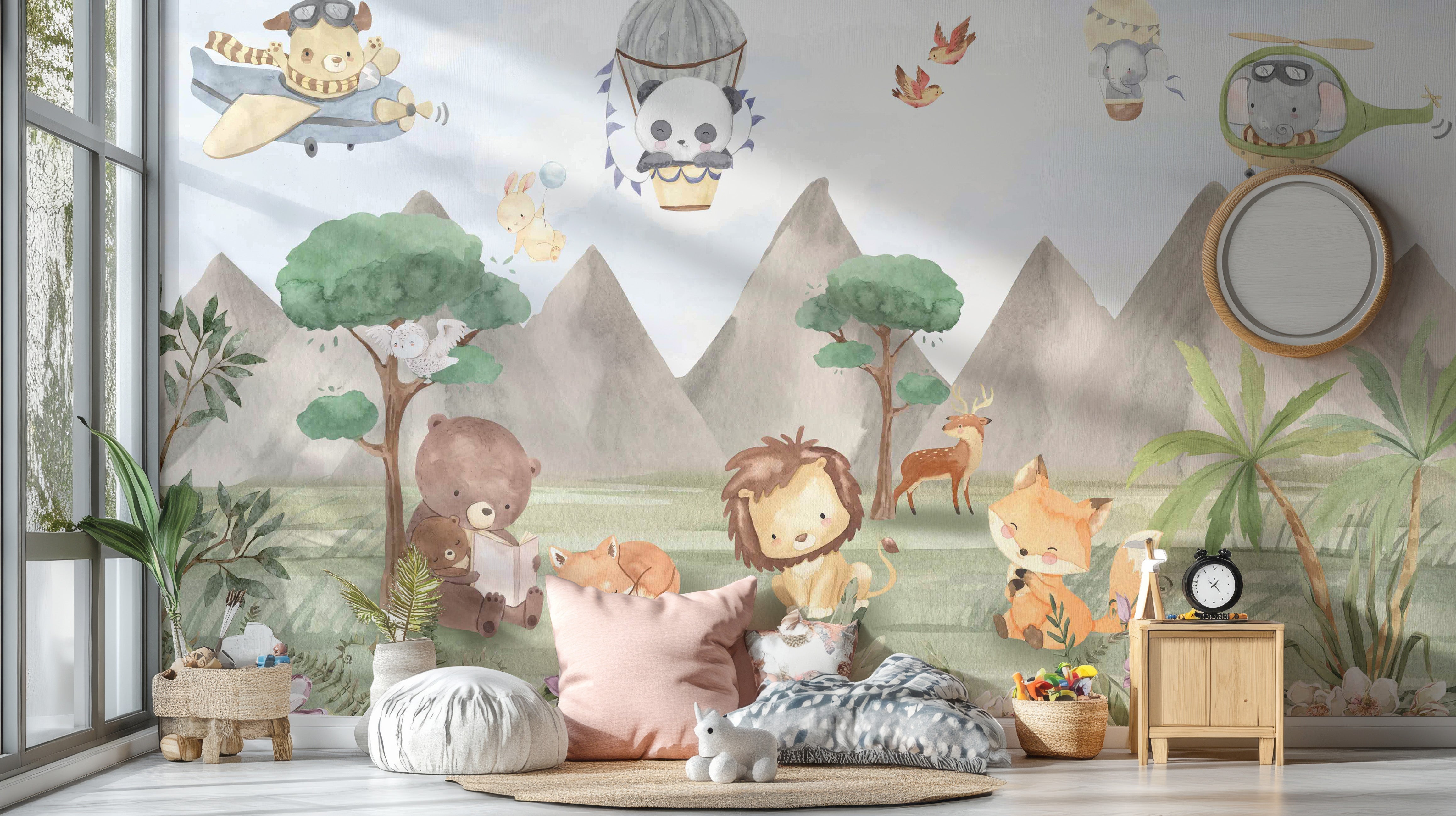 Playful Animals Forest Wall Mural - Giffywalls