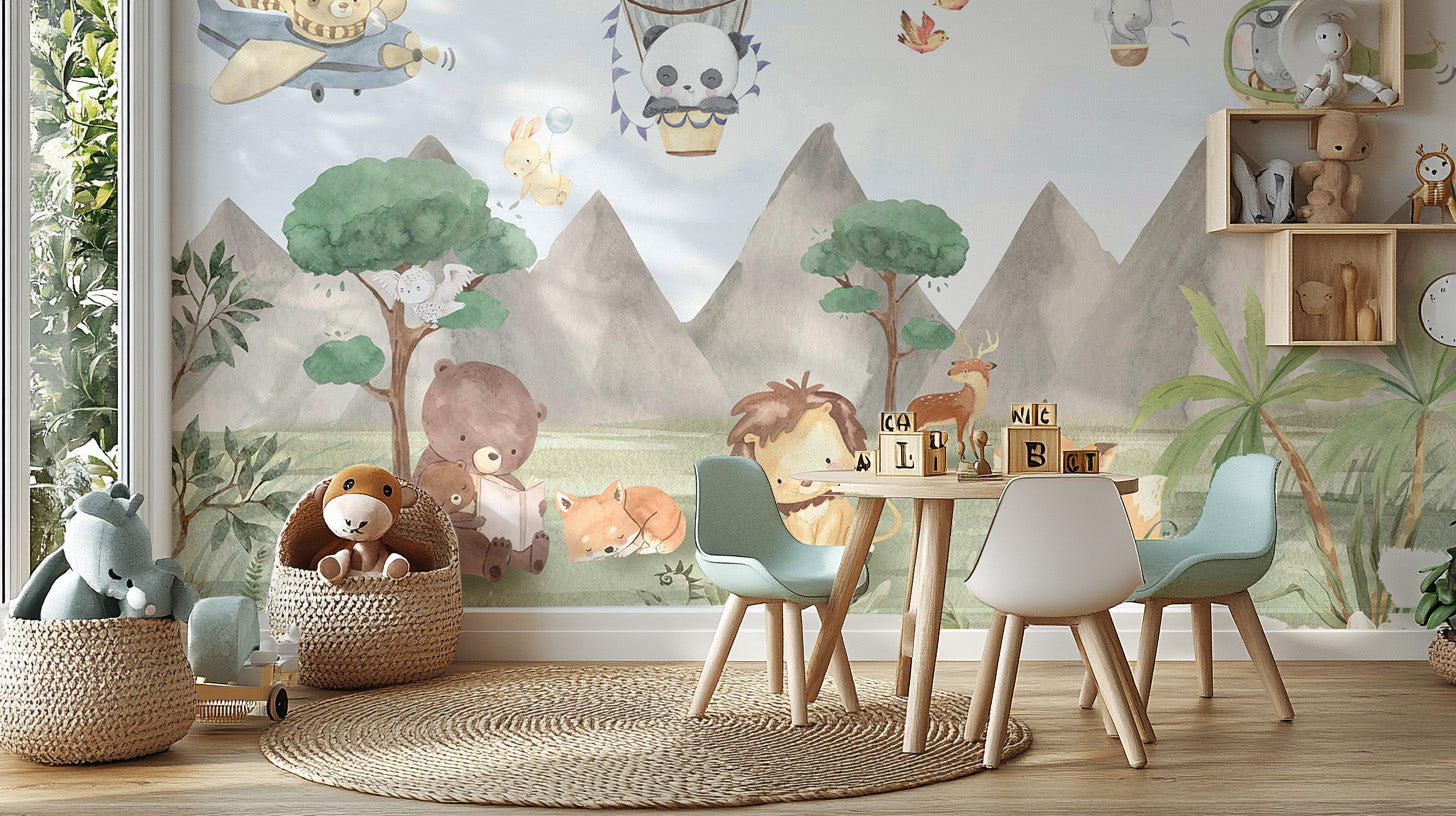 Playful Animals Forest Wall Mural - Giffywalls