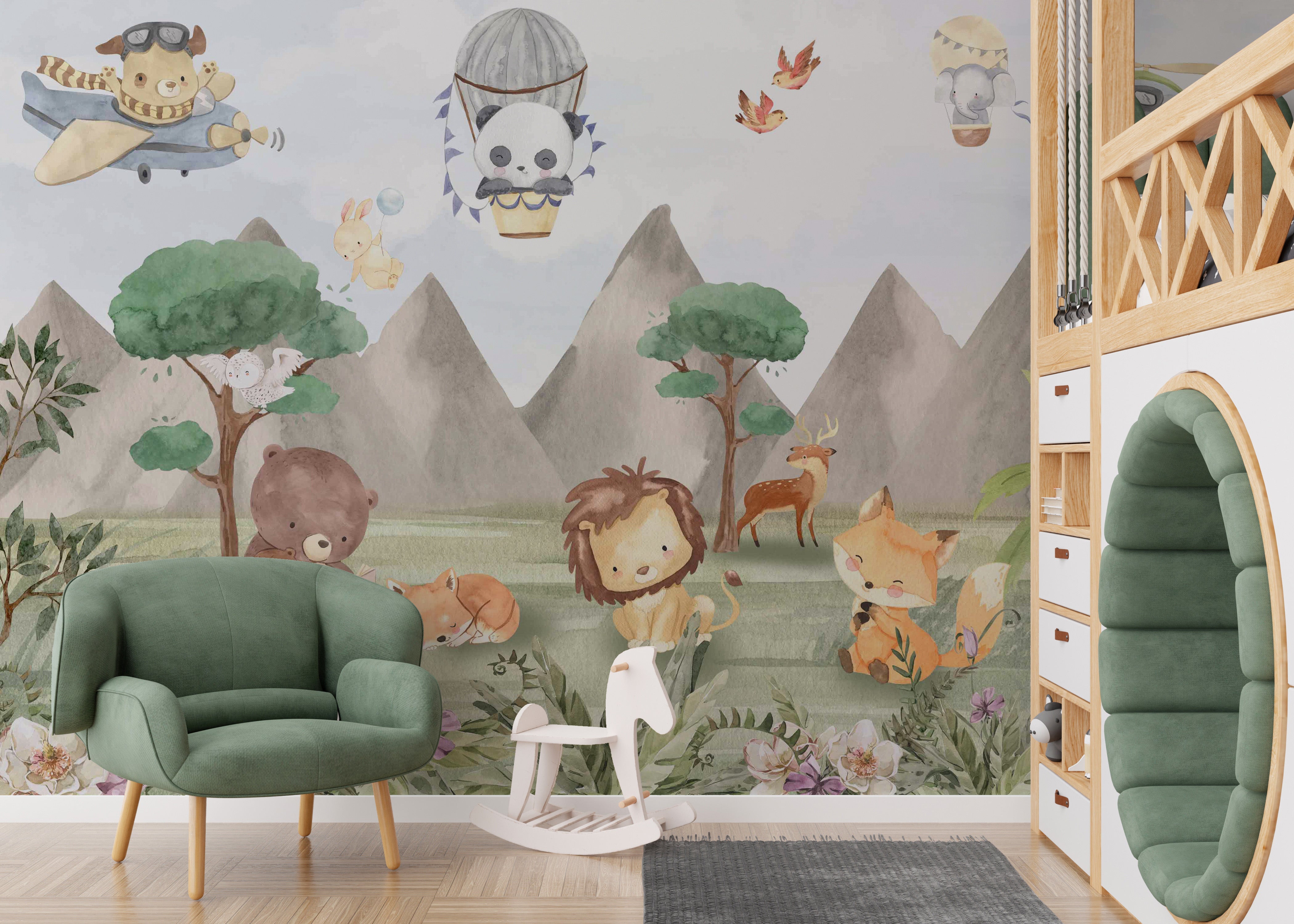 Playful Animals Forest Wall Mural - Giffywalls