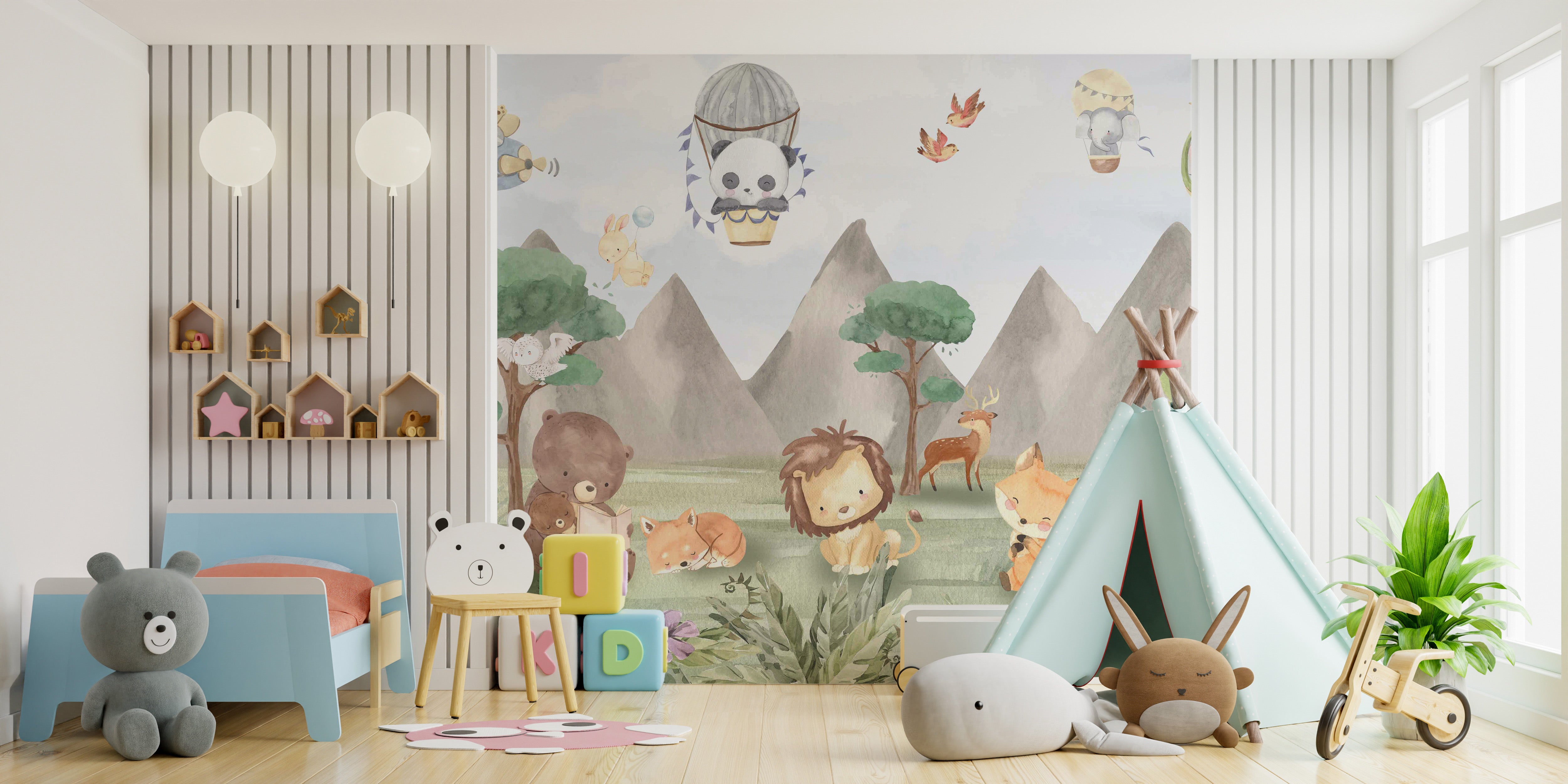 Playful Animals Forest Wall Mural - Giffywalls