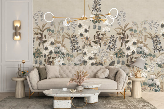 Vintage floral bloom wallpaper design
