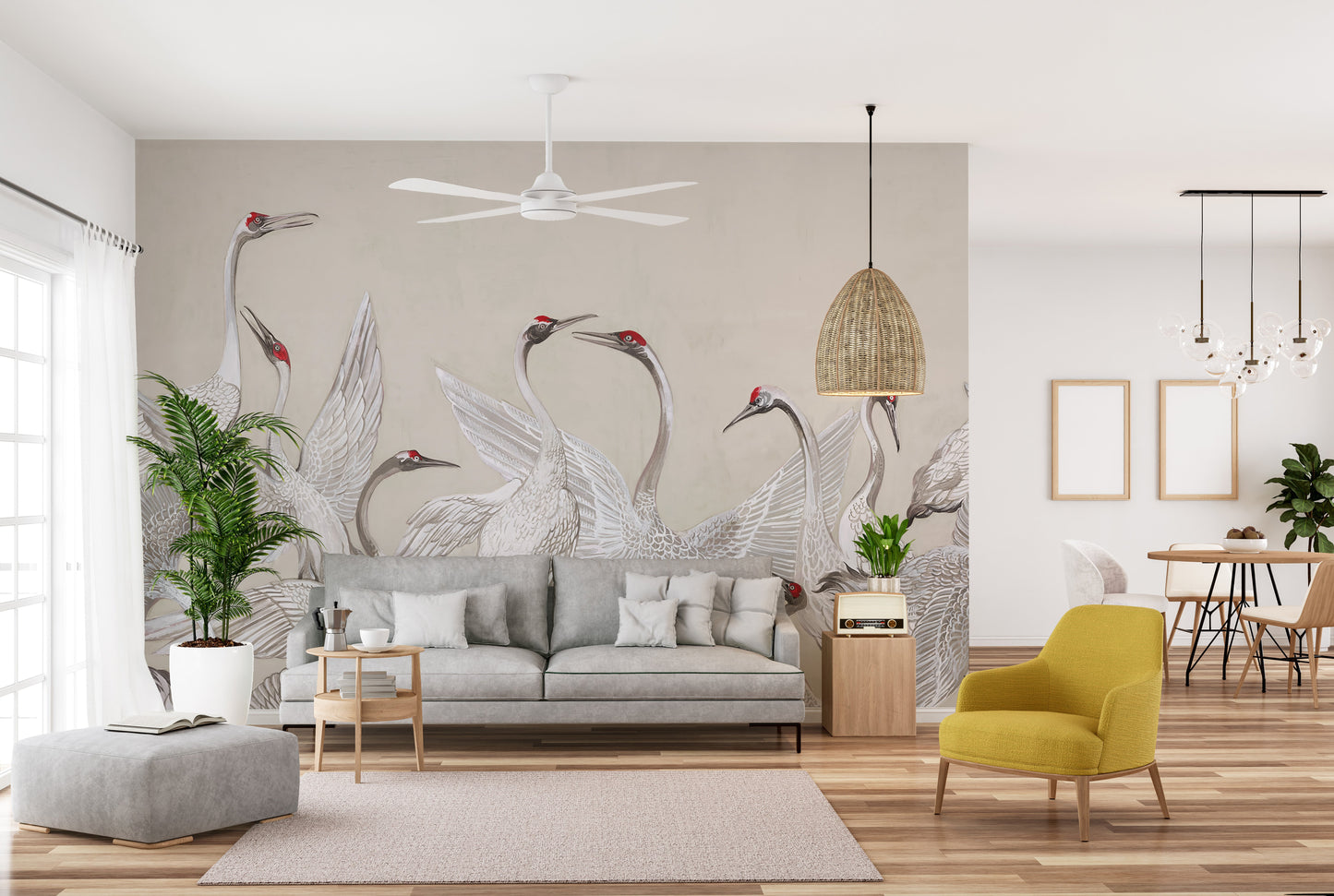 Crane Dance Wallpaper Mural - Giffywalls