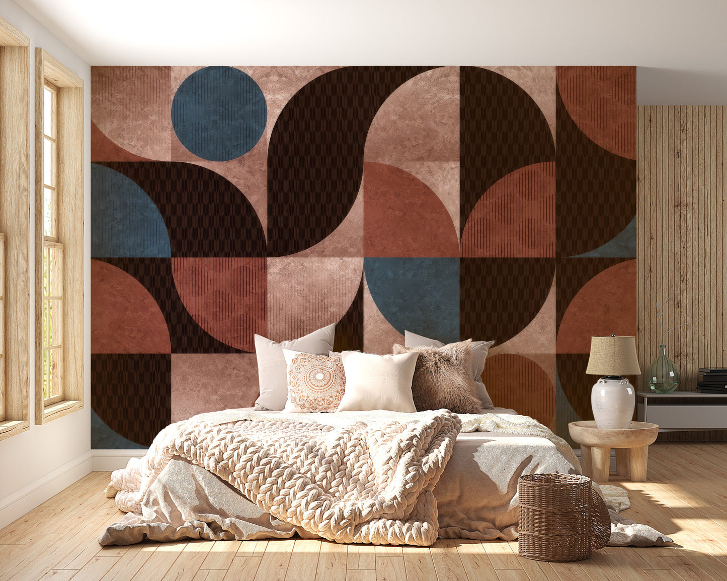 Contemporary abstract wall mural design
