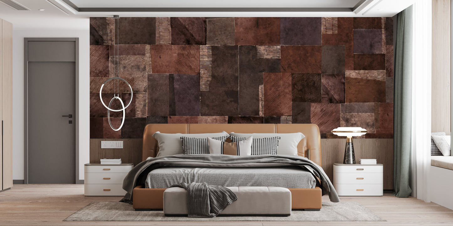 Abstract Wooden Mosaic Wall Mural - Giffywalls