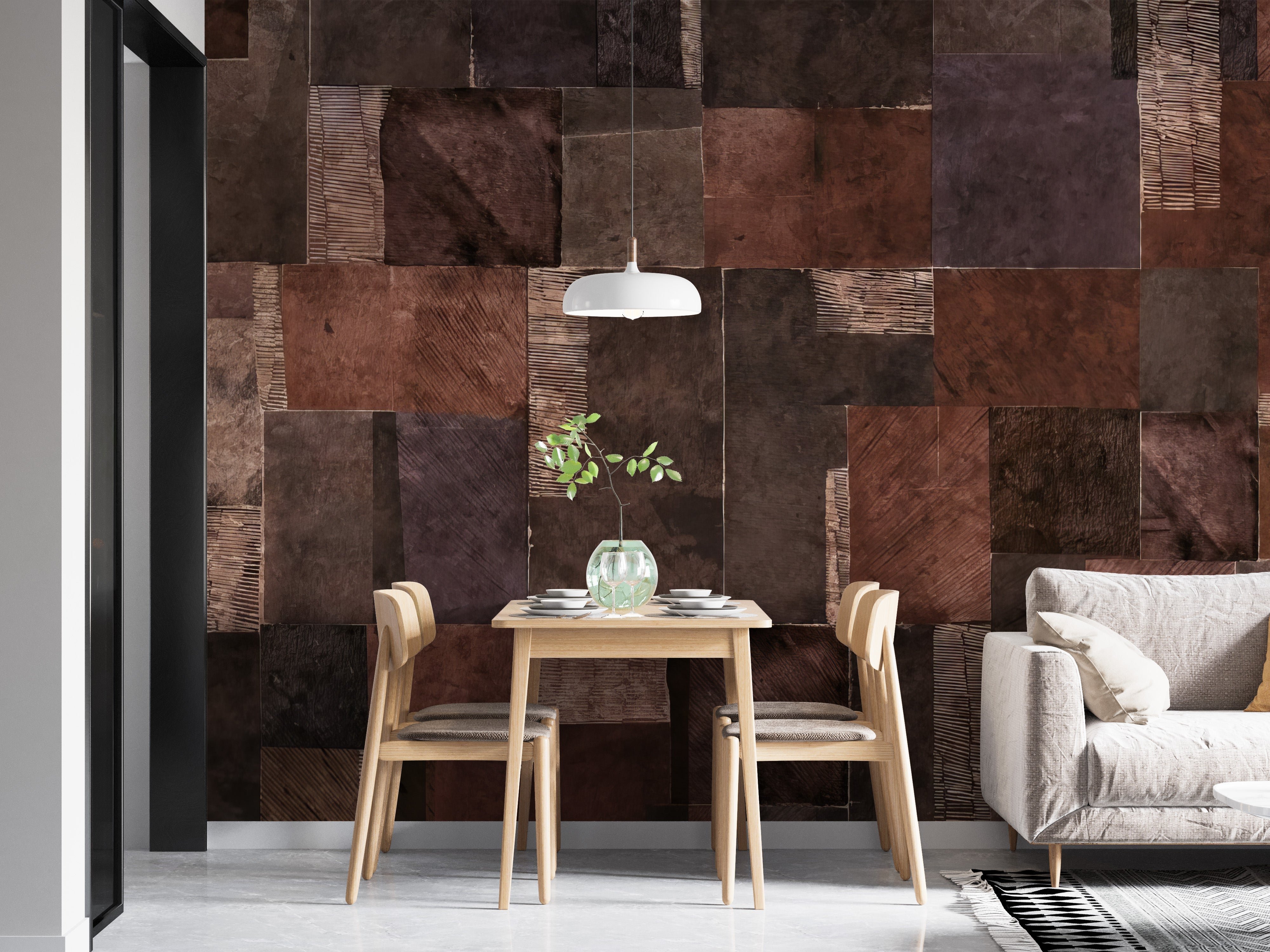 Abstract Wooden Mosaic Wall Mural - Giffywalls