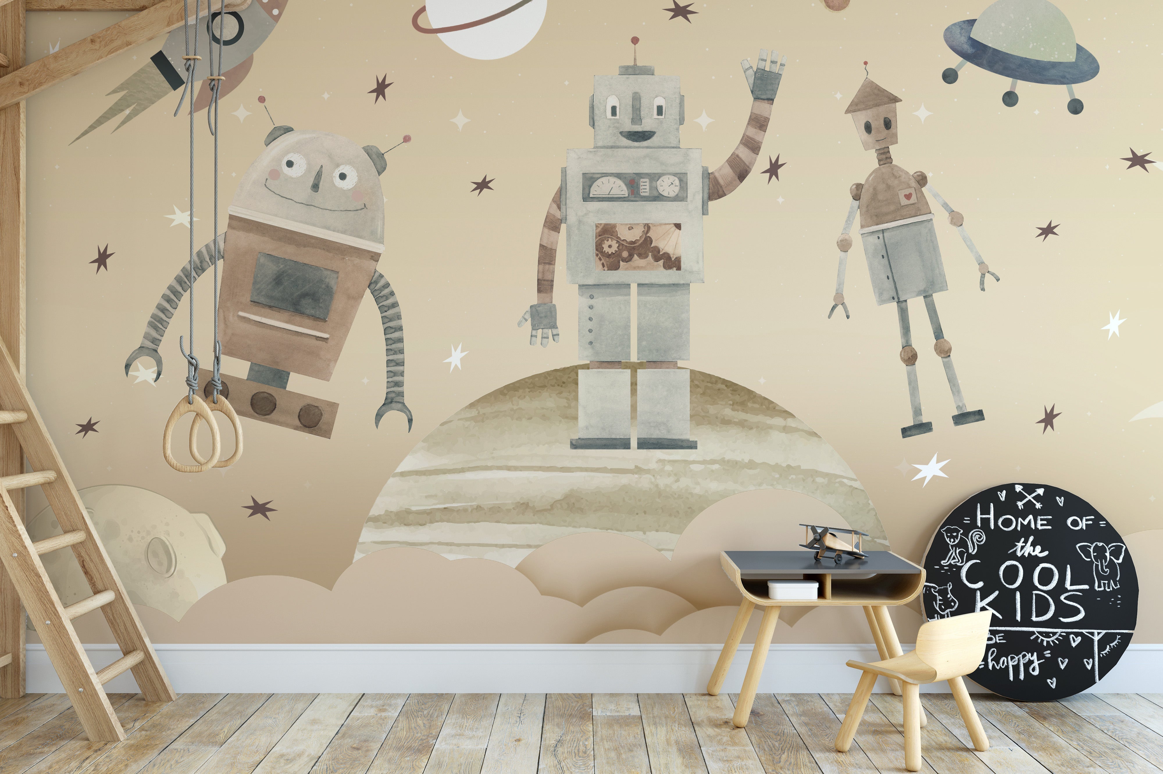 Cosmic Robots Wall Mural - Giffywalls