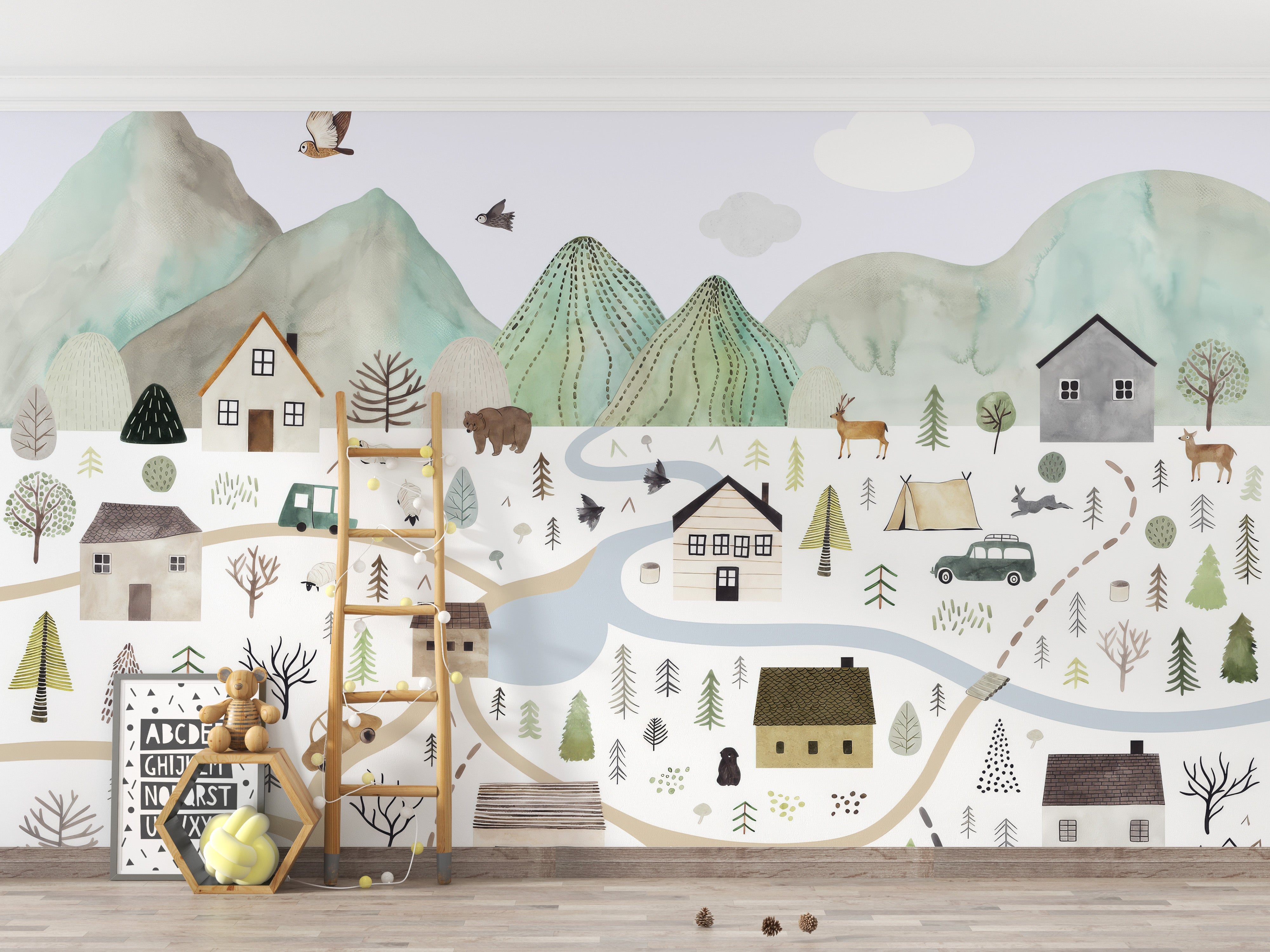 Riverside Glimpse Wall Mural - Giffywalls