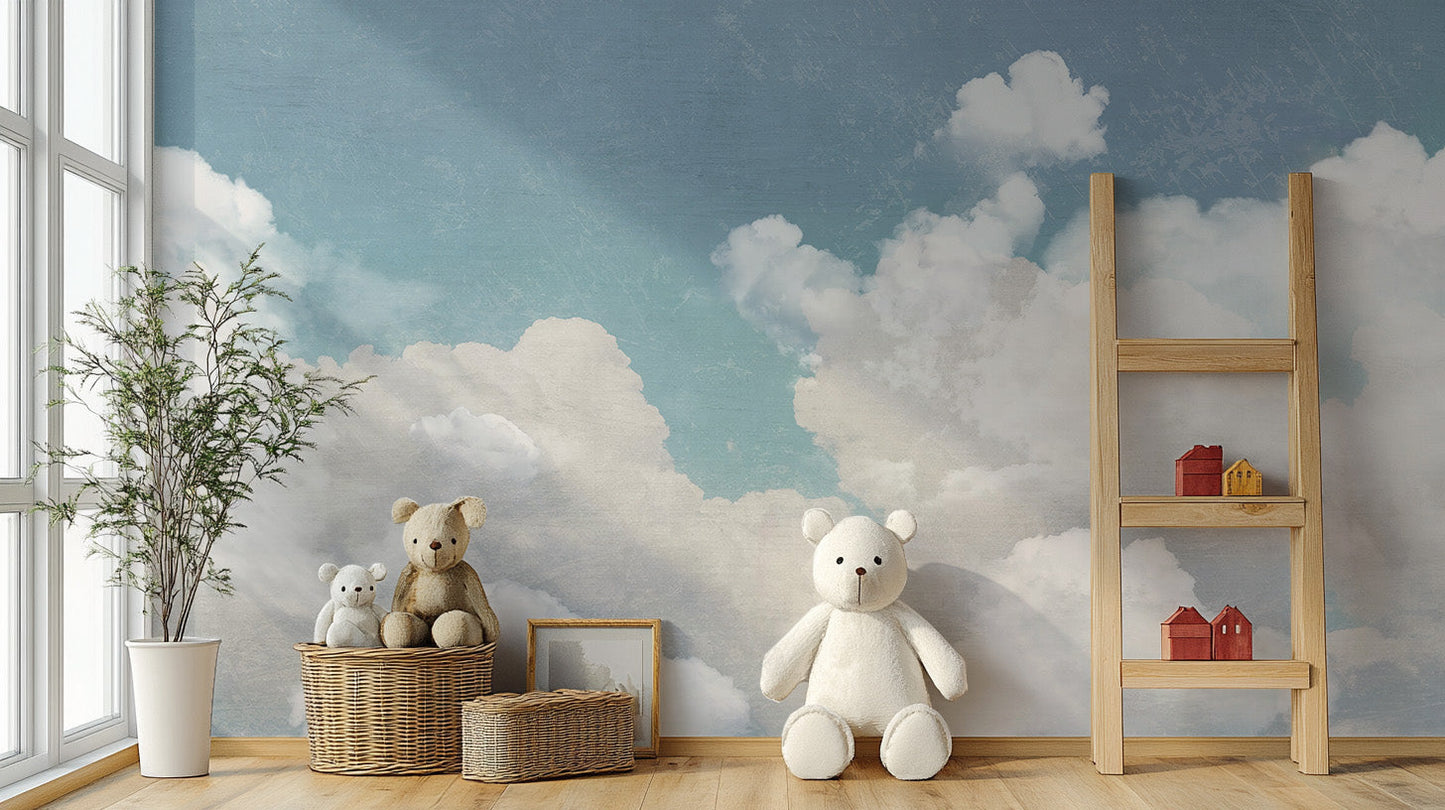 Sky Blue Cloudscape Wall Mural - Giffywalls