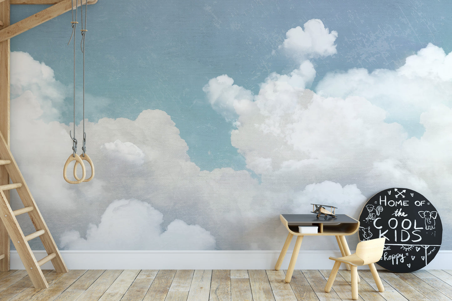 Sky Blue Cloudscape Wall Mural - Giffywalls