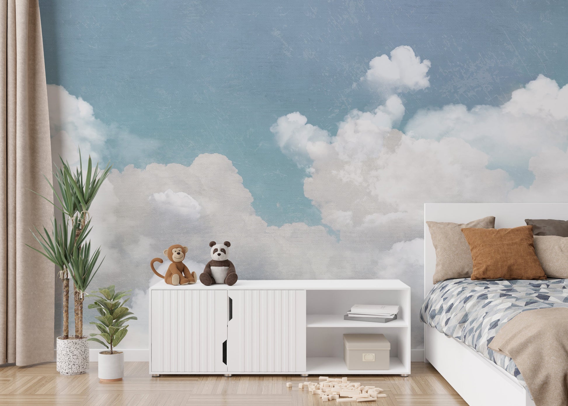 Sky Blue Cloudscape Wall Mural - Giffywalls