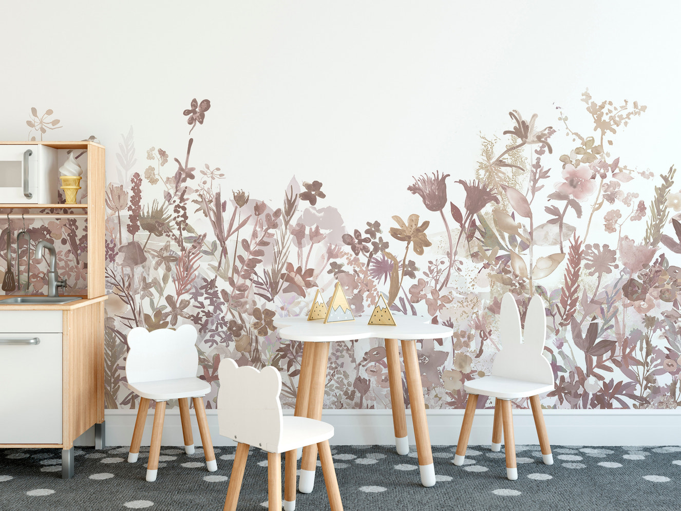 Pink Floral Wallpaper Mural