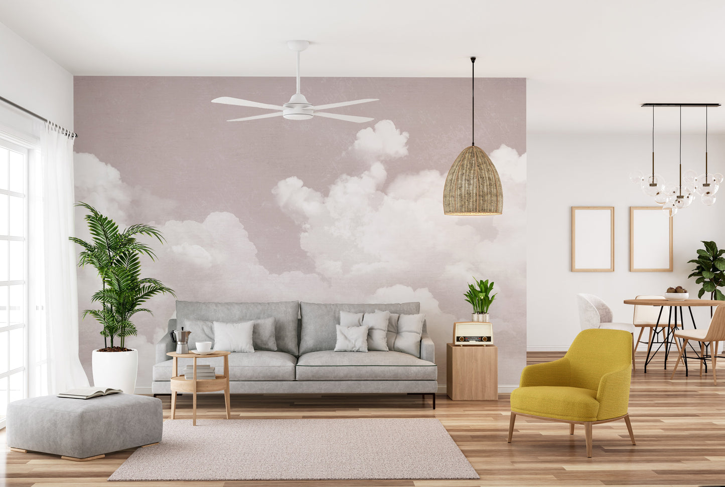 Pink Clouds Wall Mural - Giffywalls