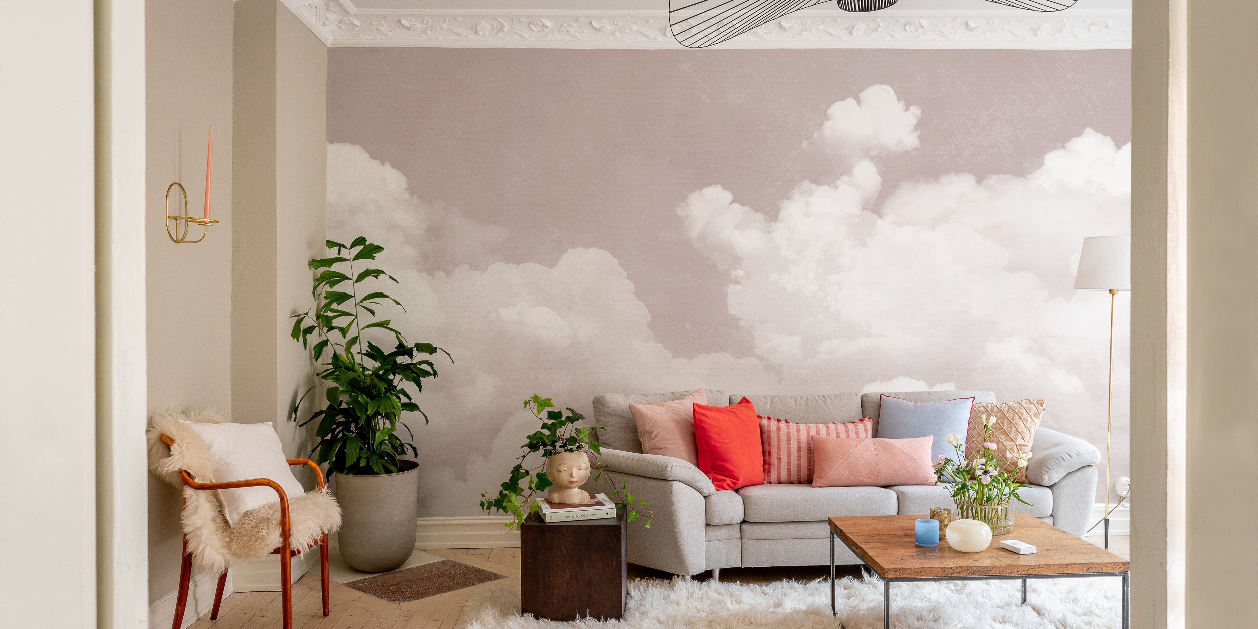 Pink Clouds Wall Mural - Giffywalls