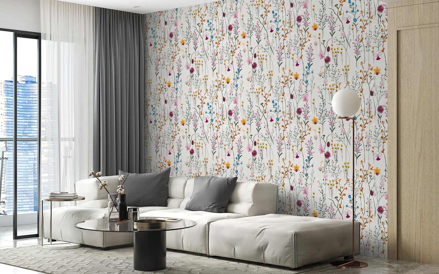 Vibrant flowers wallpaper for modern rooms