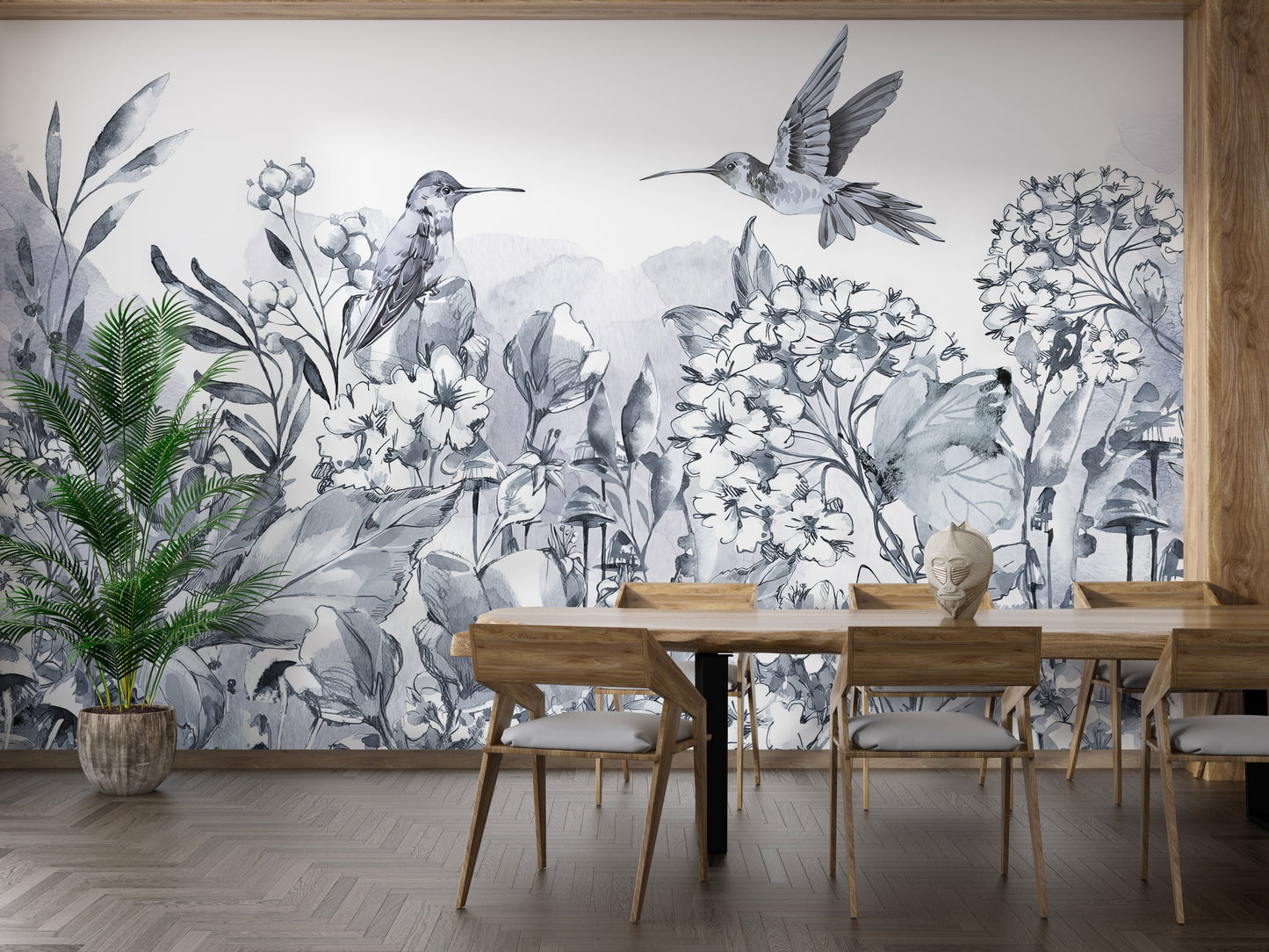 Hummingbird Garden Wall Mural - Giffywalls