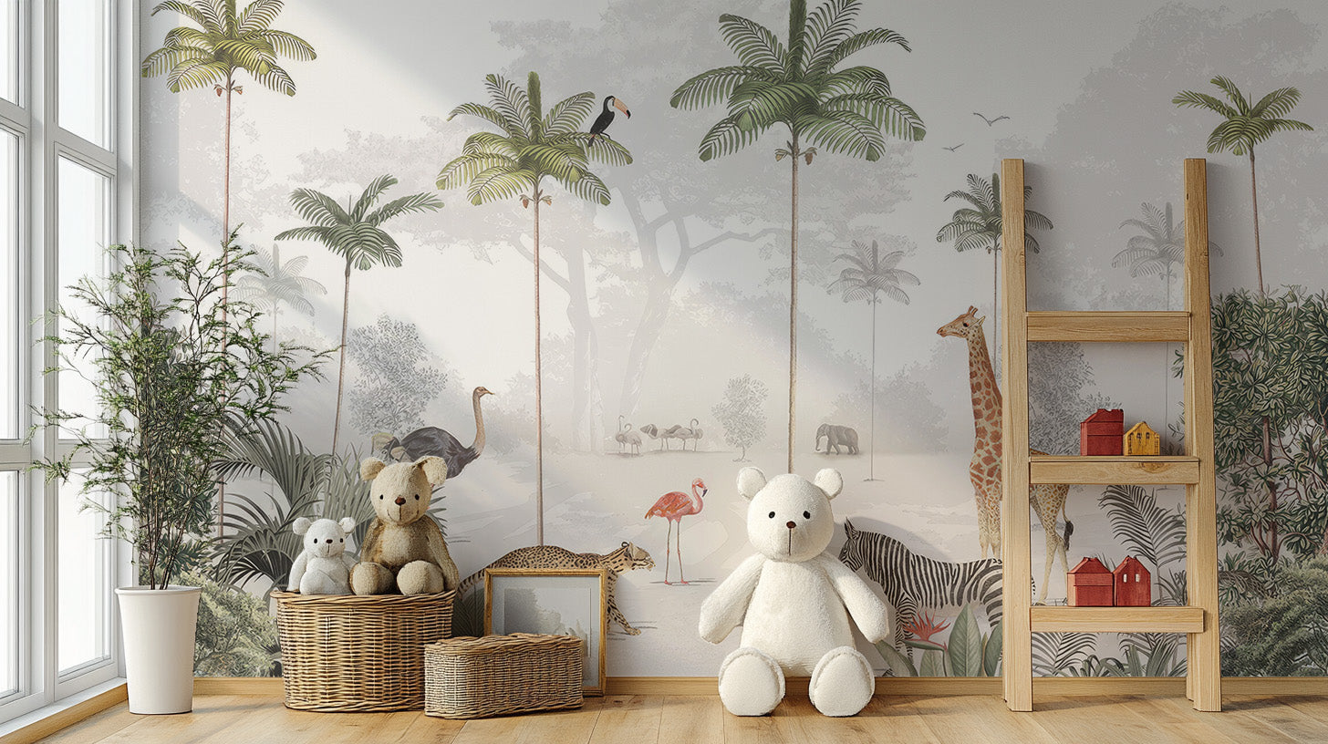 Rainforest animal wallpaper mural for walls