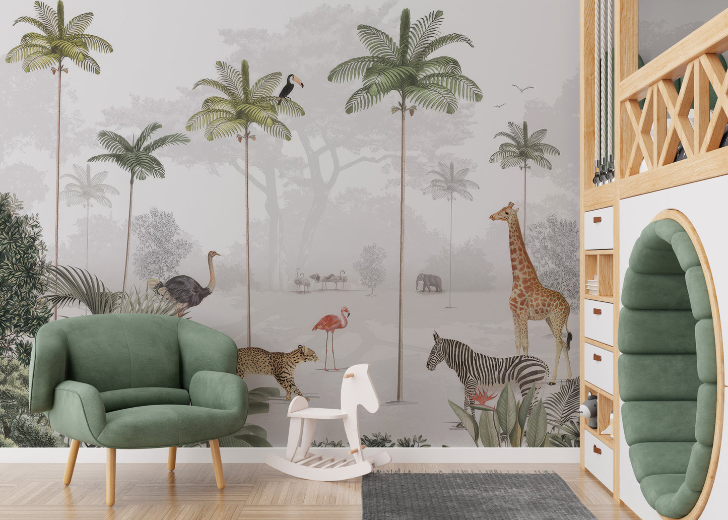 Wildlife and rainforest animals wallpaper mural