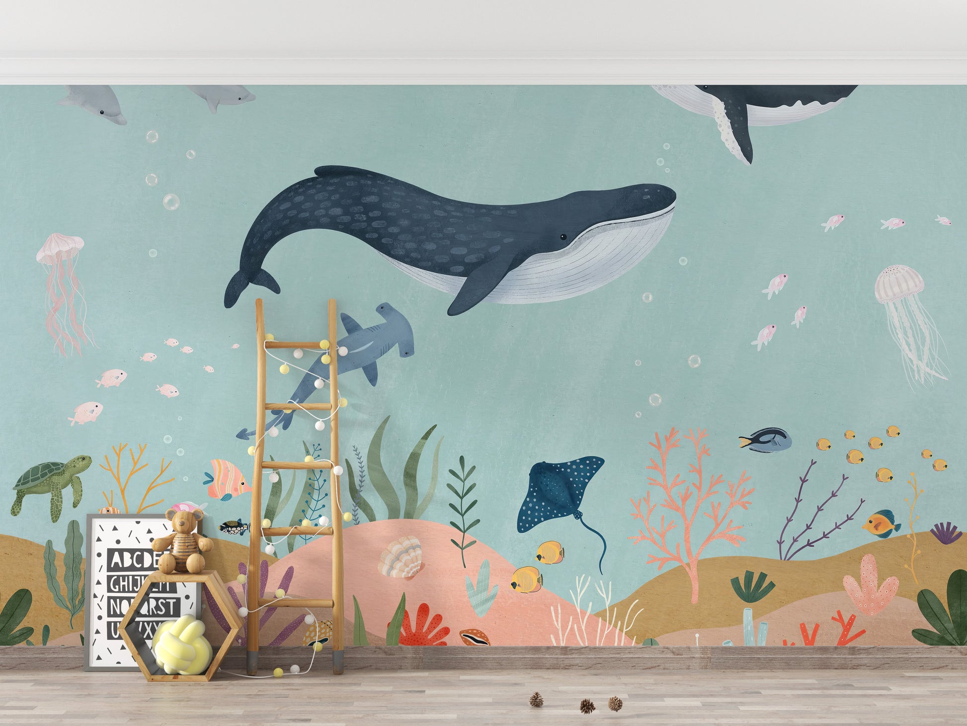 Adventurous ocean wallpaper mural for interiors