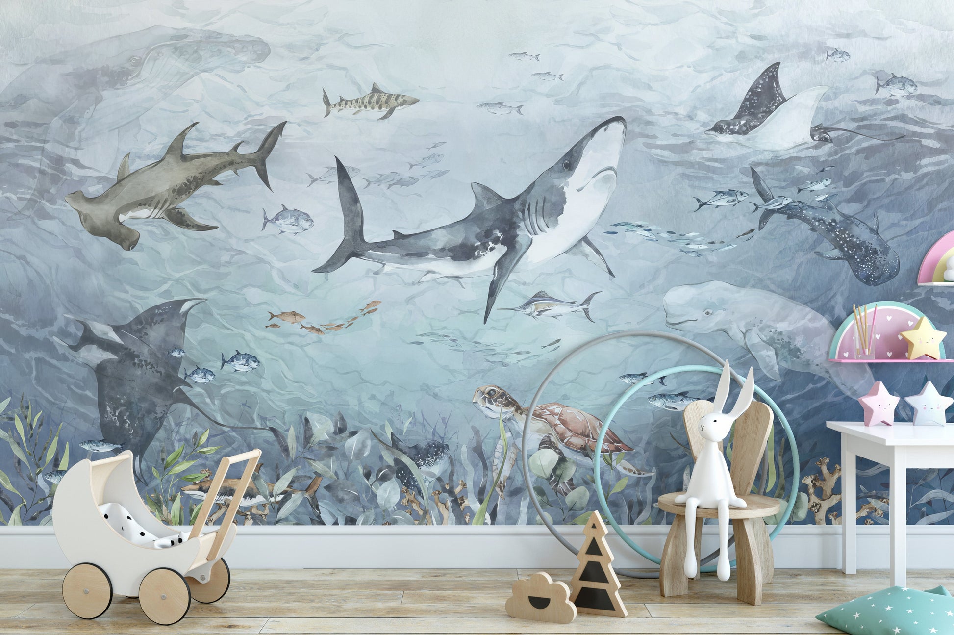 Underwater aquatic life wallpaper mural decor