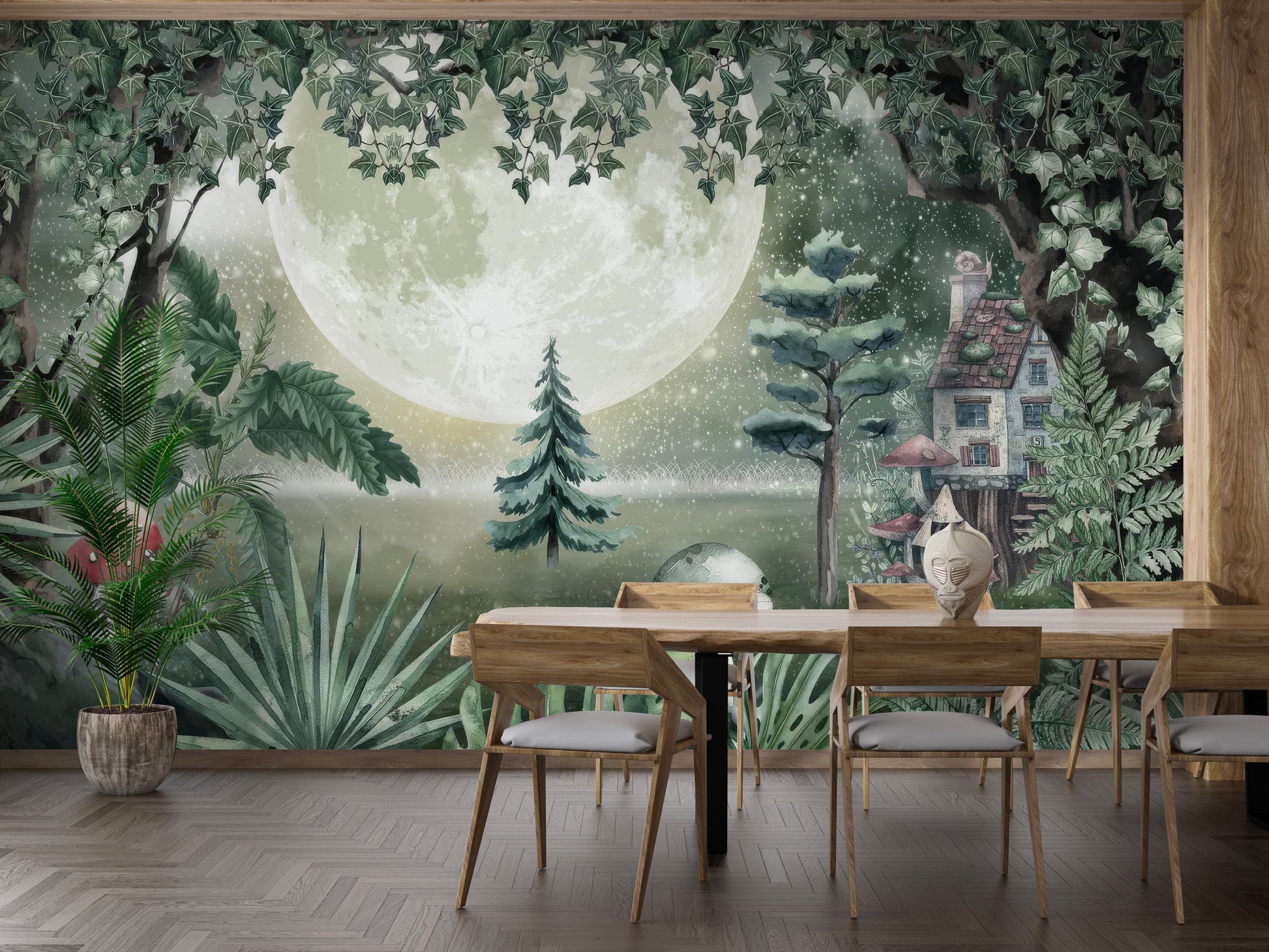 Green Magical Forest Wall Mural - Giffywalls