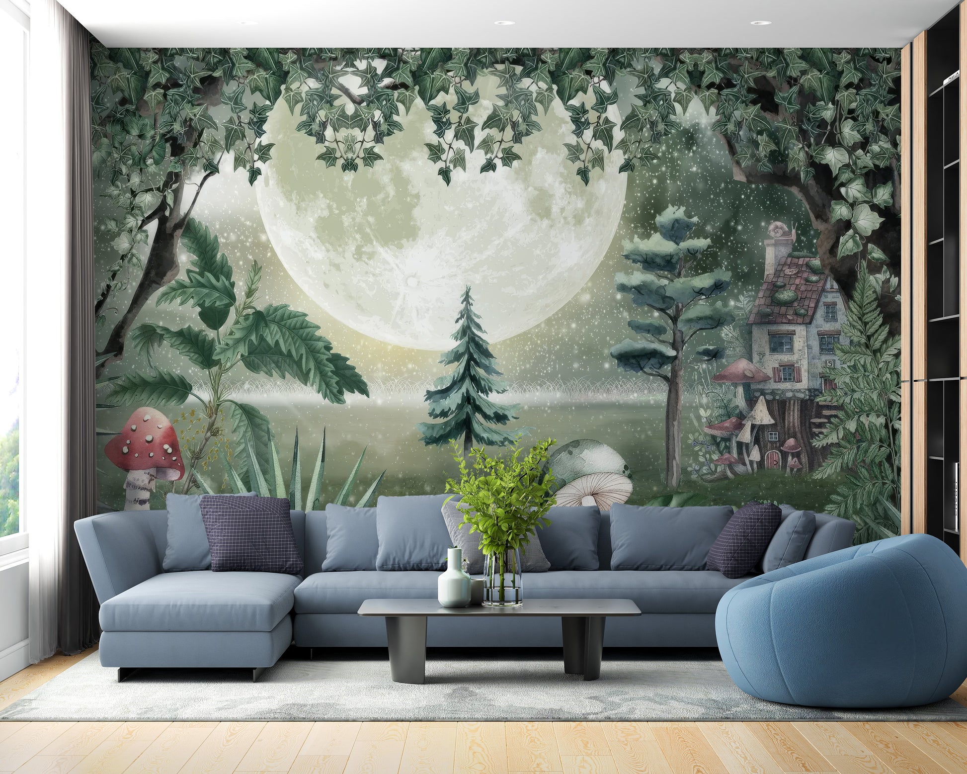 Green Magical Forest Wall Mural - Giffywalls