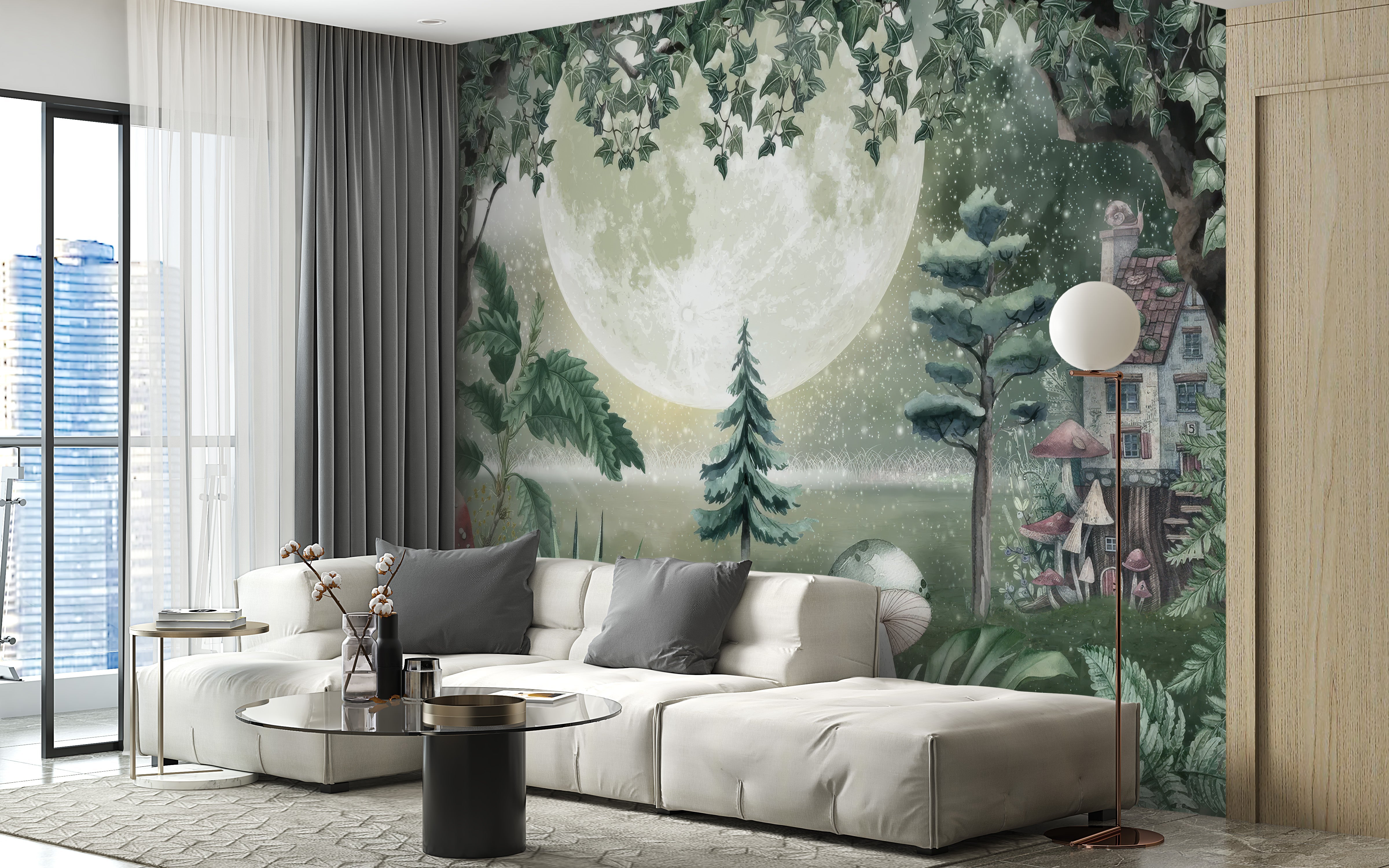 Green Magical Forest Wall Mural - Giffywalls