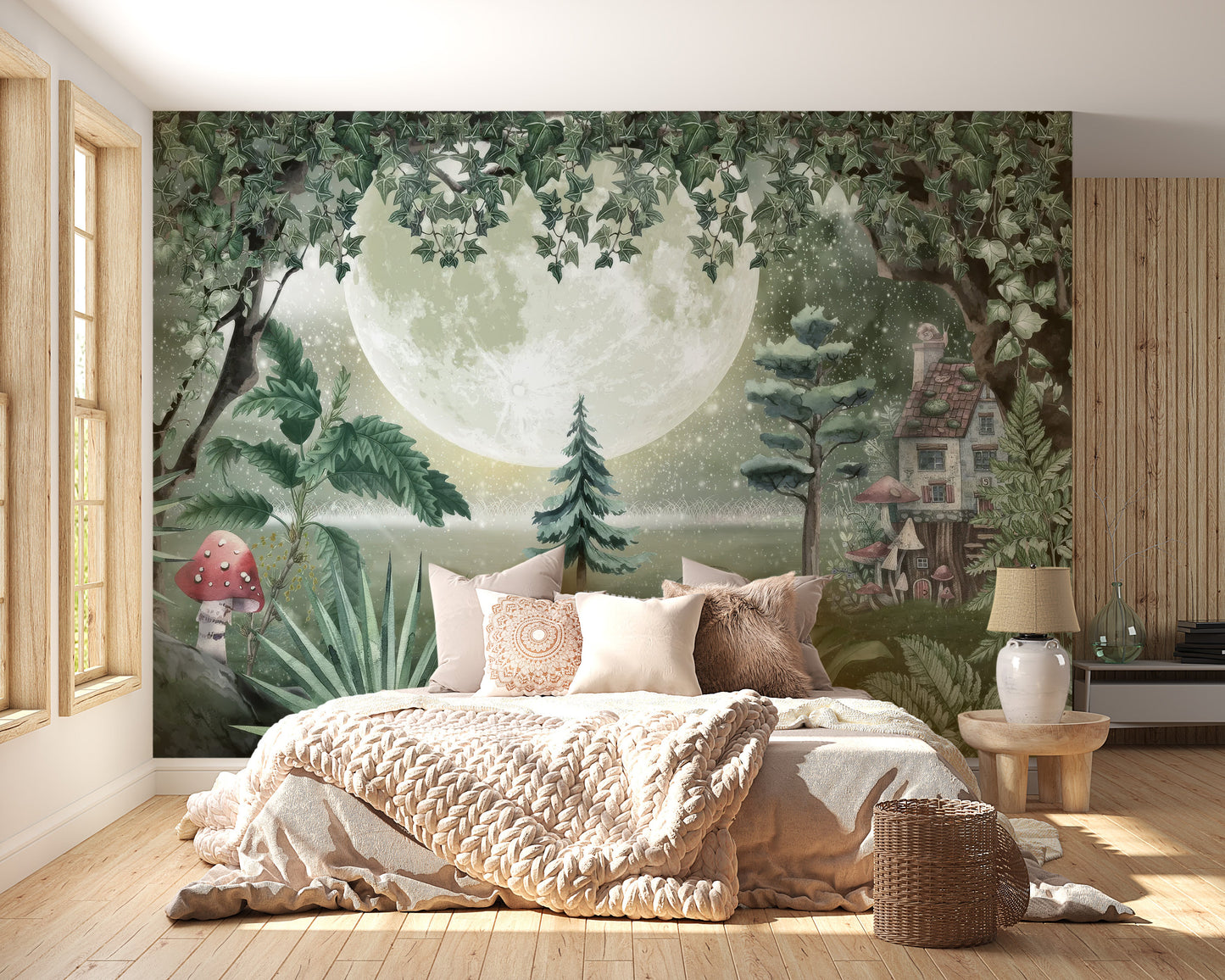 Green Magical Forest Wall Mural - Giffywalls