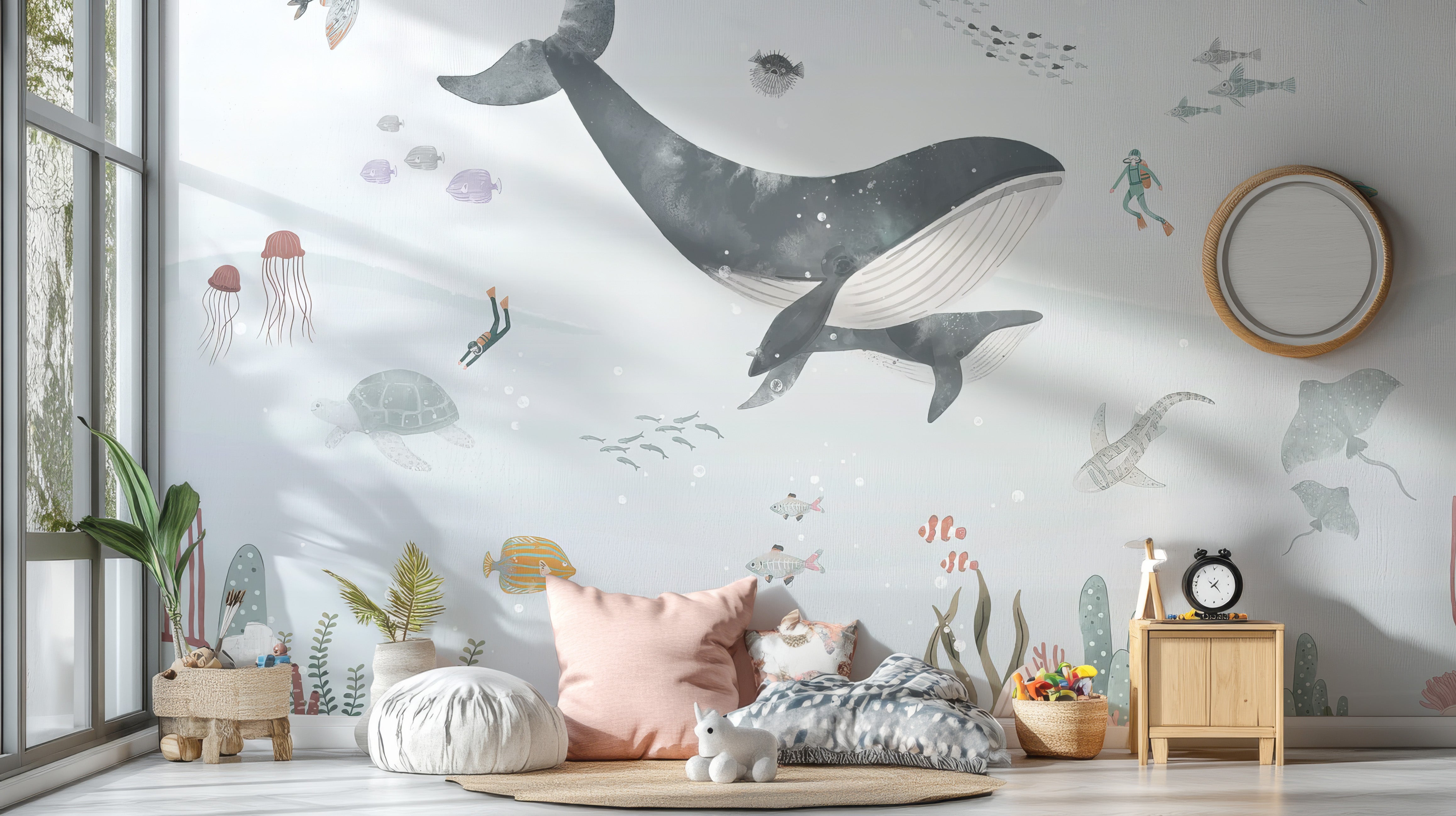 Ocean Whale Wallpaper Mural - Giffywalls