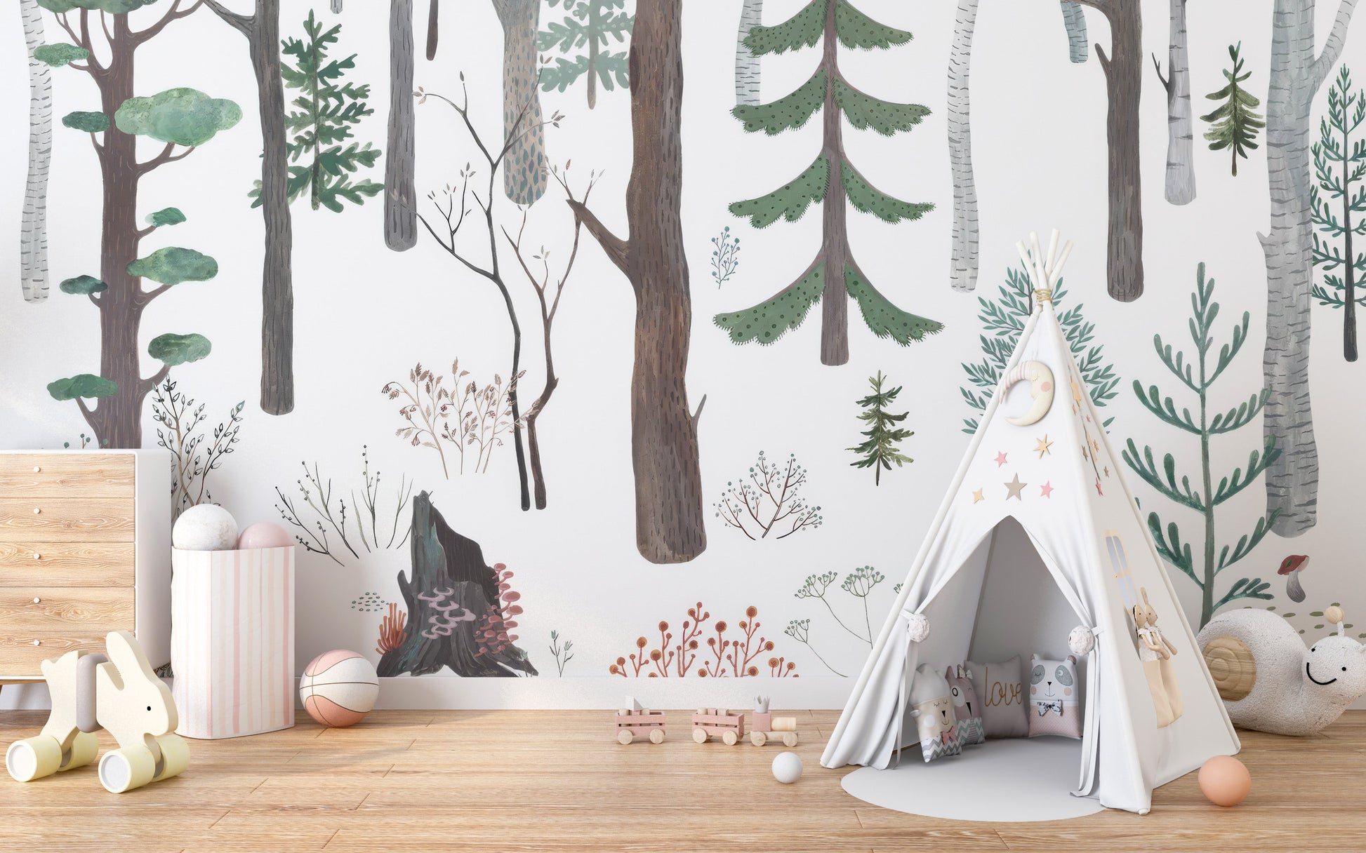 White Forest Wall Mural - Giffywalls