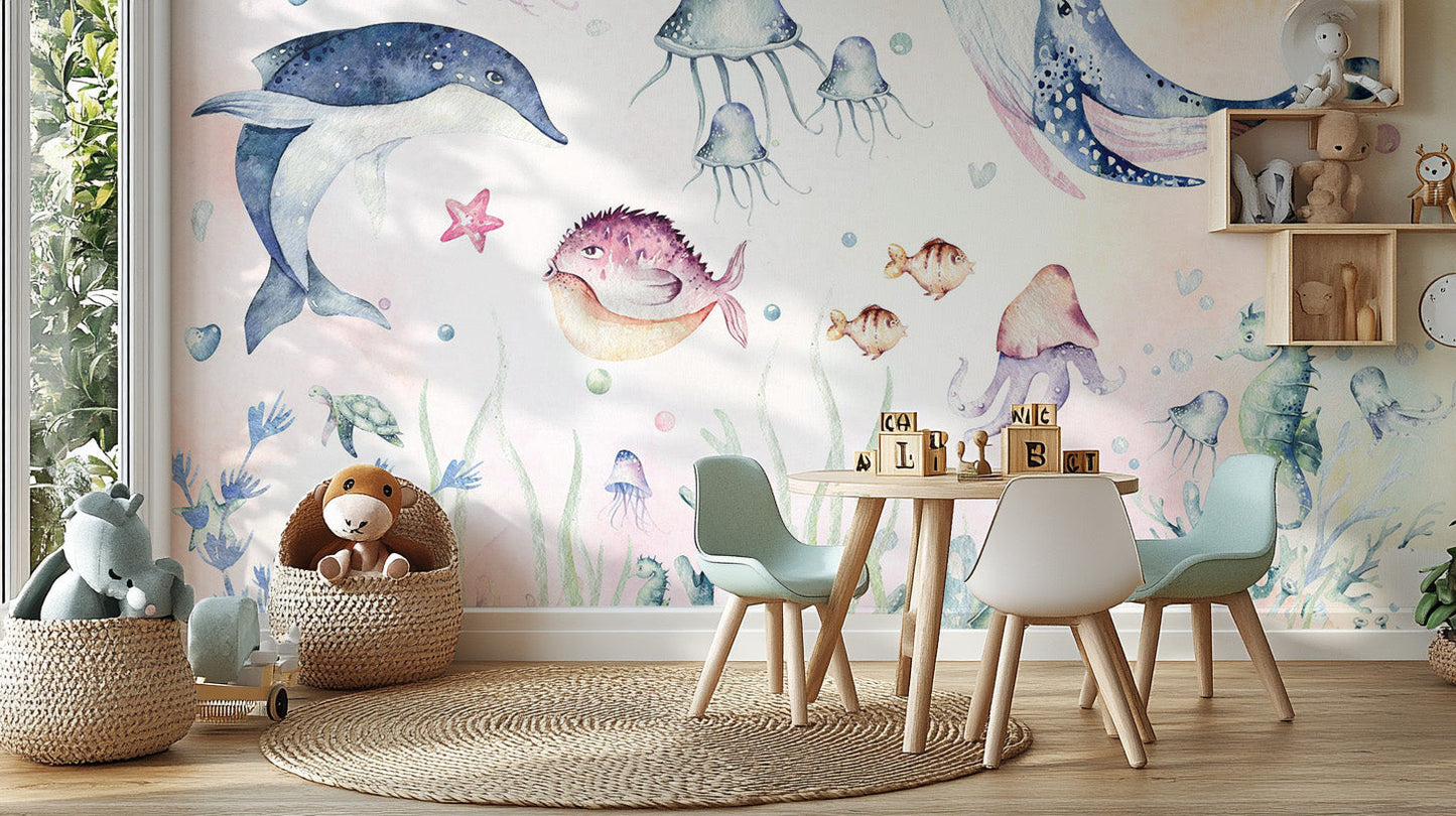 Nautical Creatures Wall Mural - Giffywalls