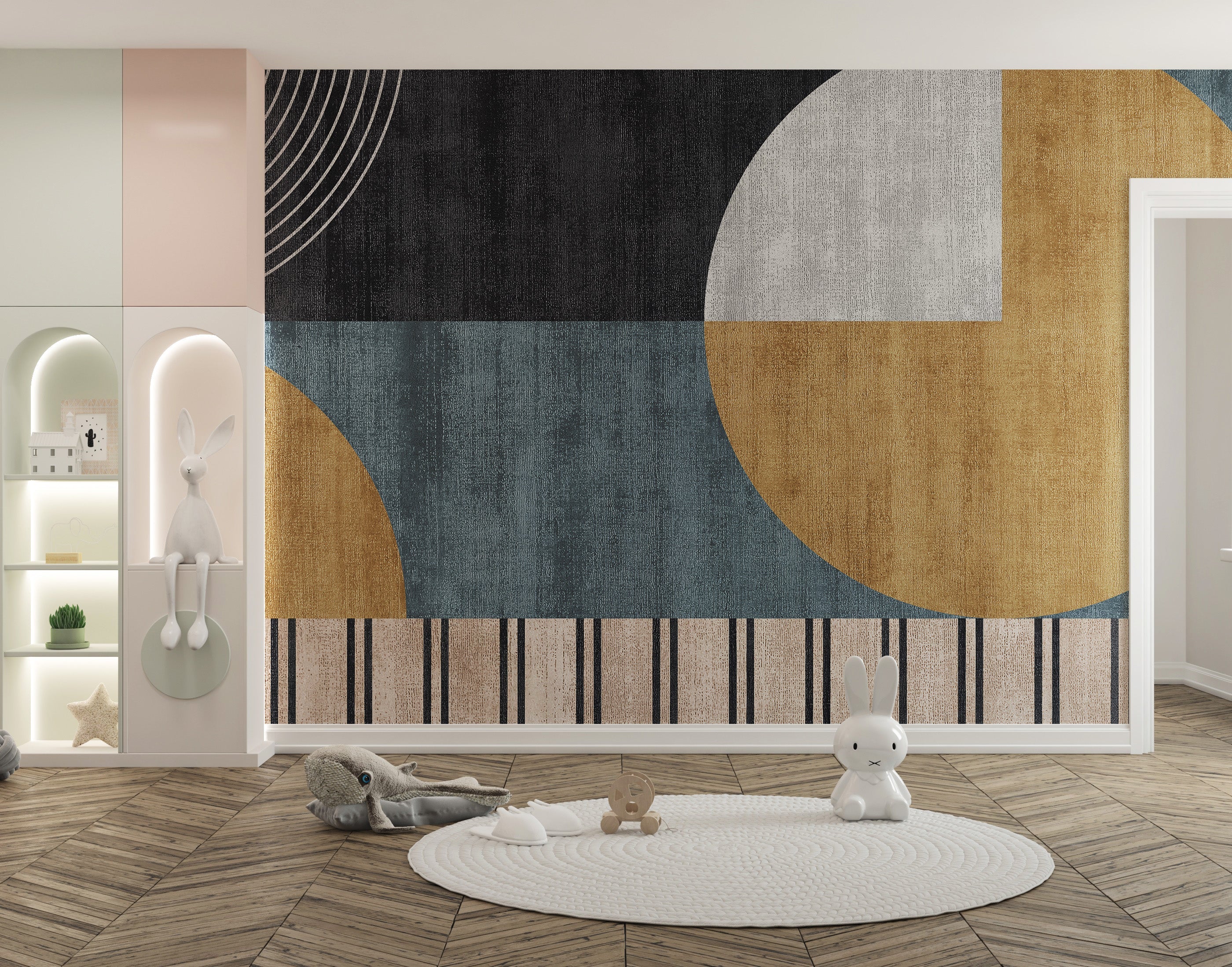 Abstract Retro Geometric Mural - Giffywalls