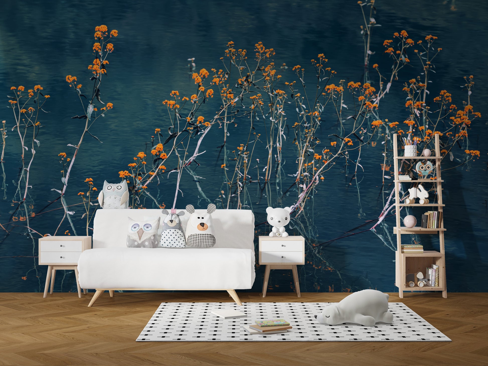 Blue mirage blossom wall mural