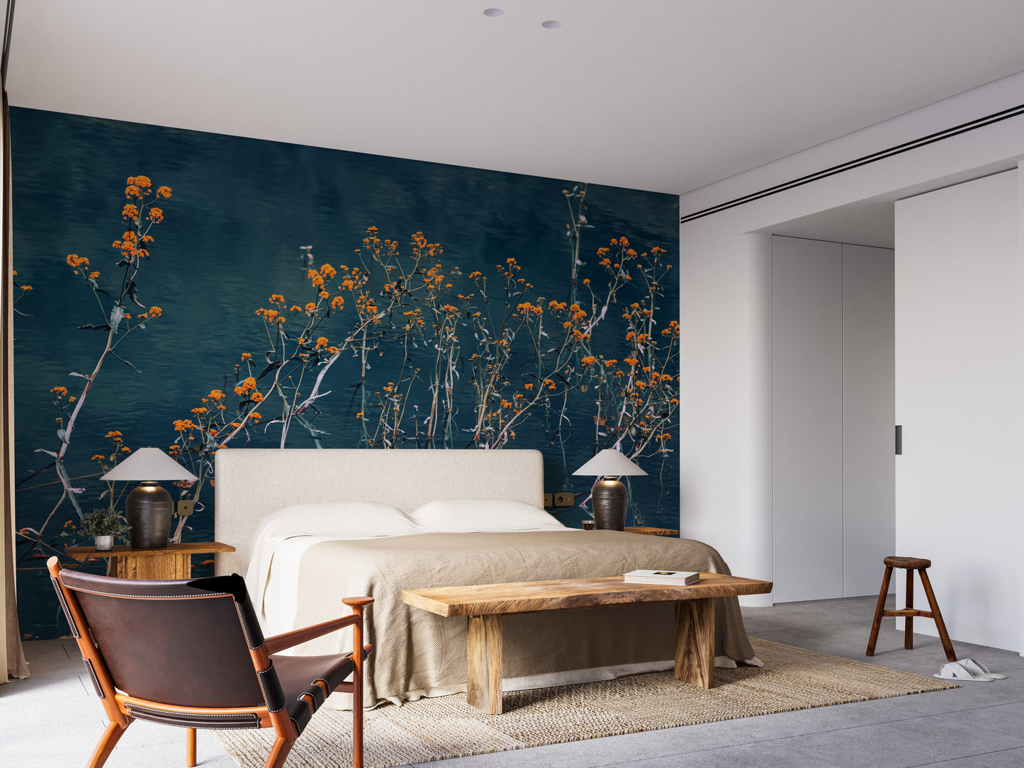 Blue Mirage Blossom Wall Mural - Giffywalls