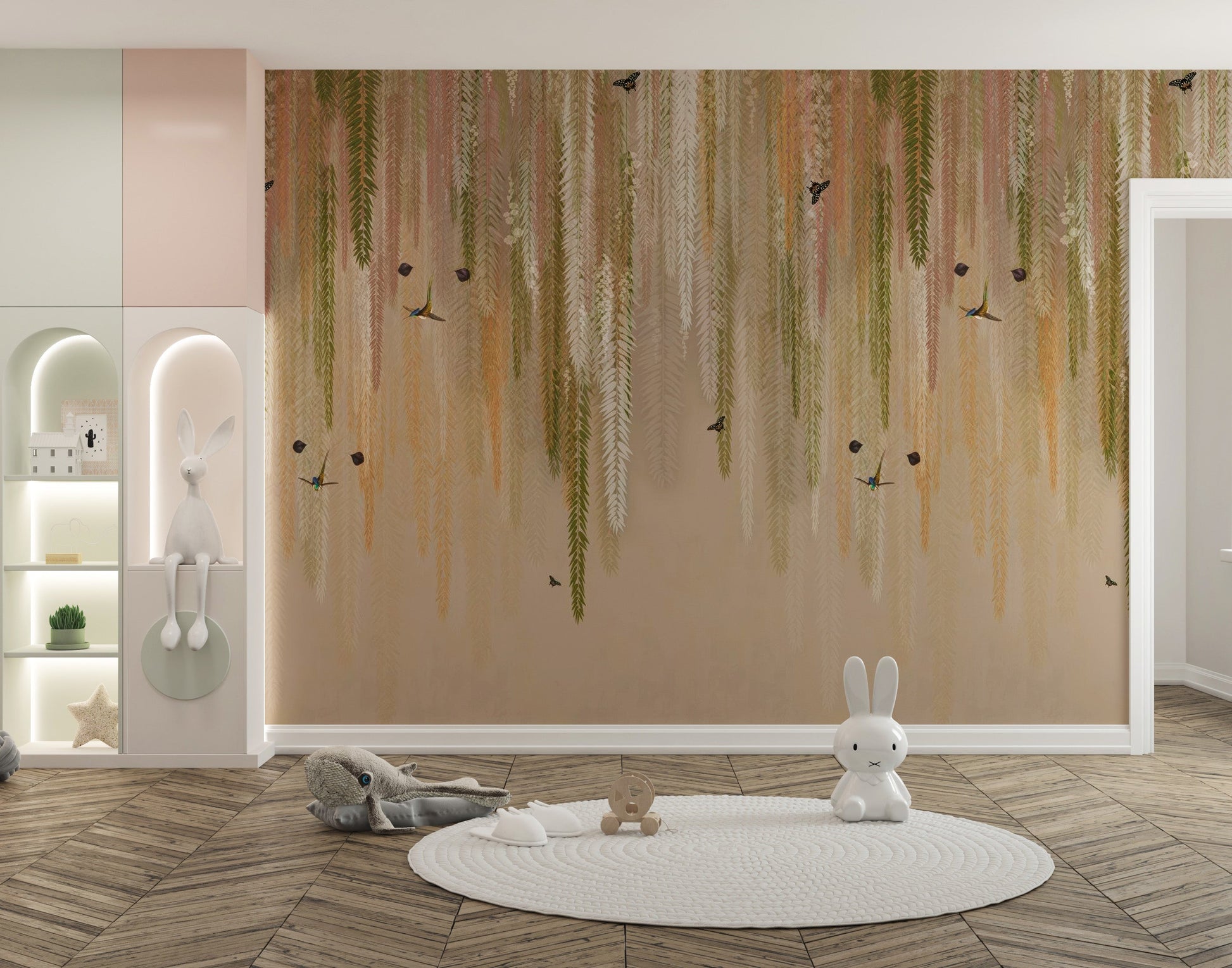 Serene hanging Eden green wall mural