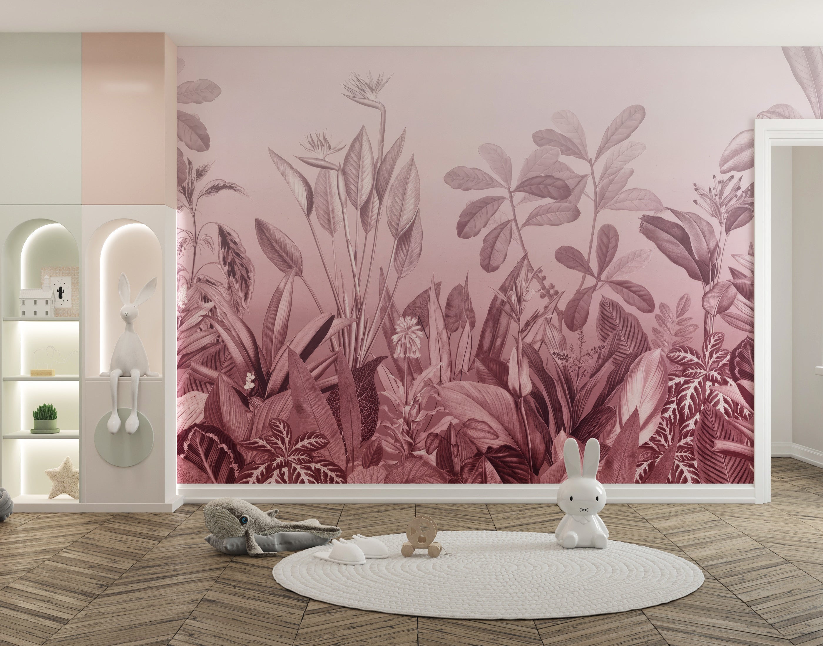 Pink paradise jungle wallpaper mural