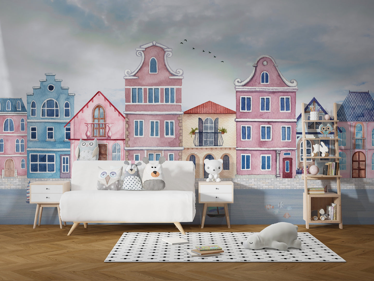 Coastal Town Wall Mural - Giffywalls