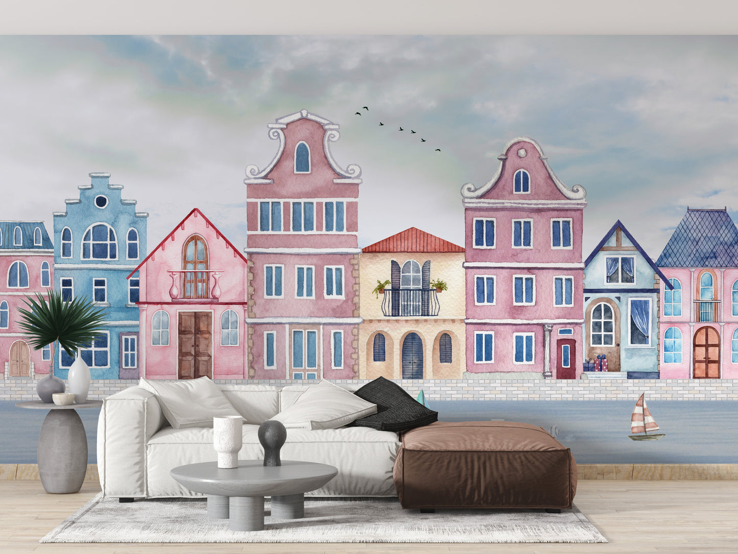 Coastal Town Wall Mural - Giffywalls