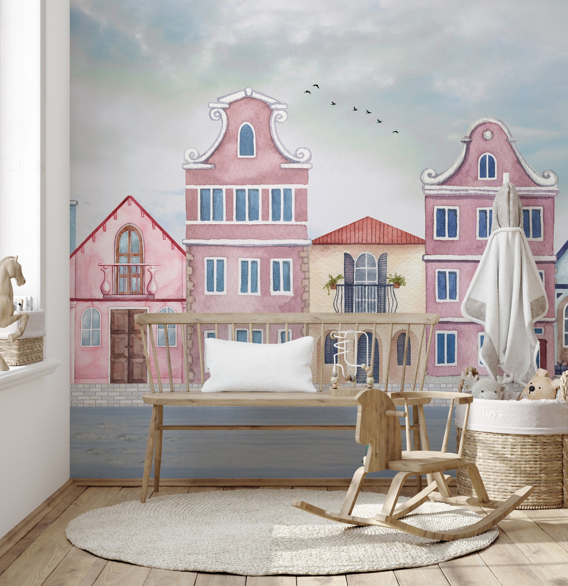 Coastal Town Wall Mural - Giffywalls