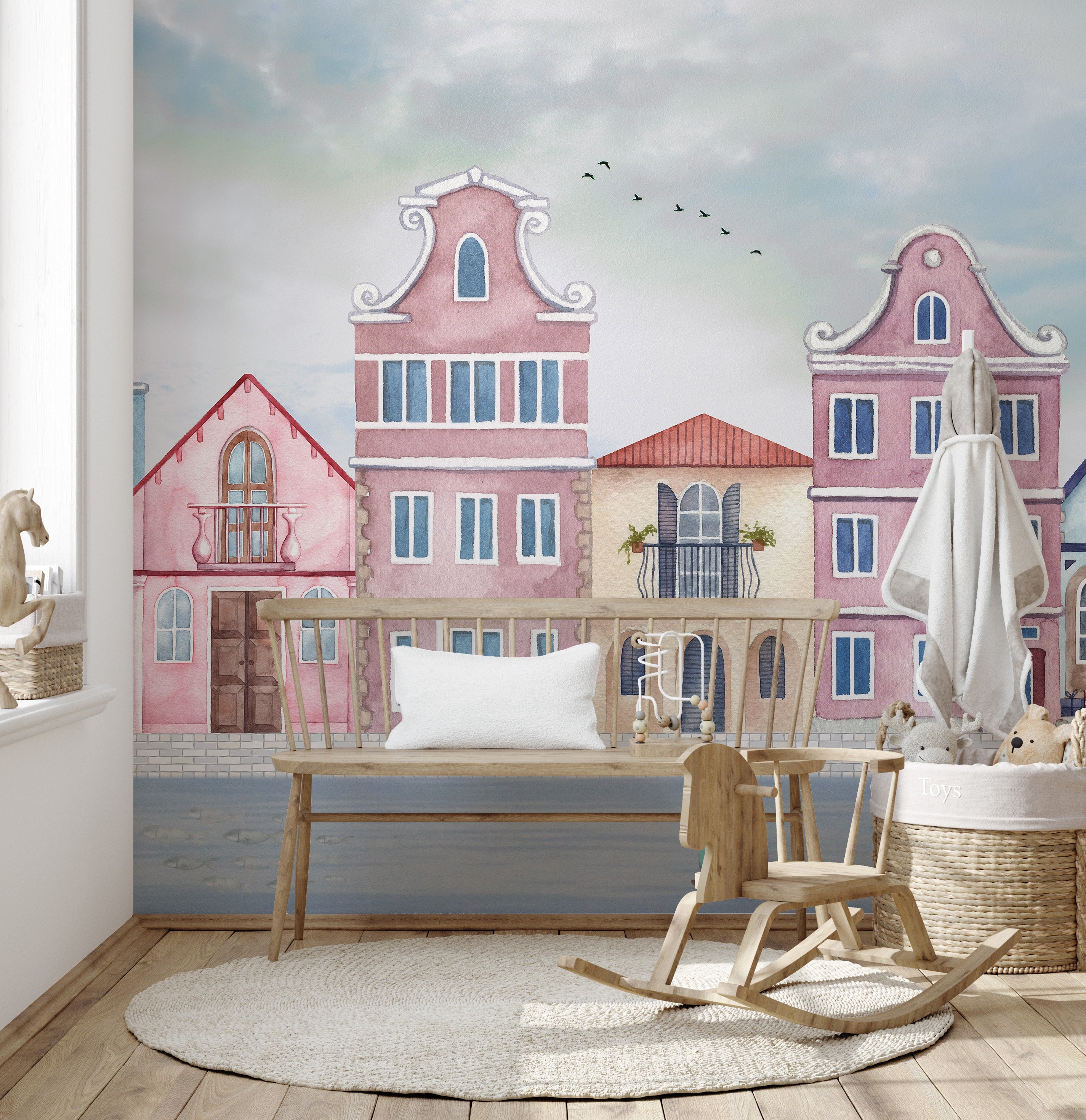 Coastal Town Wall Mural - Giffywalls