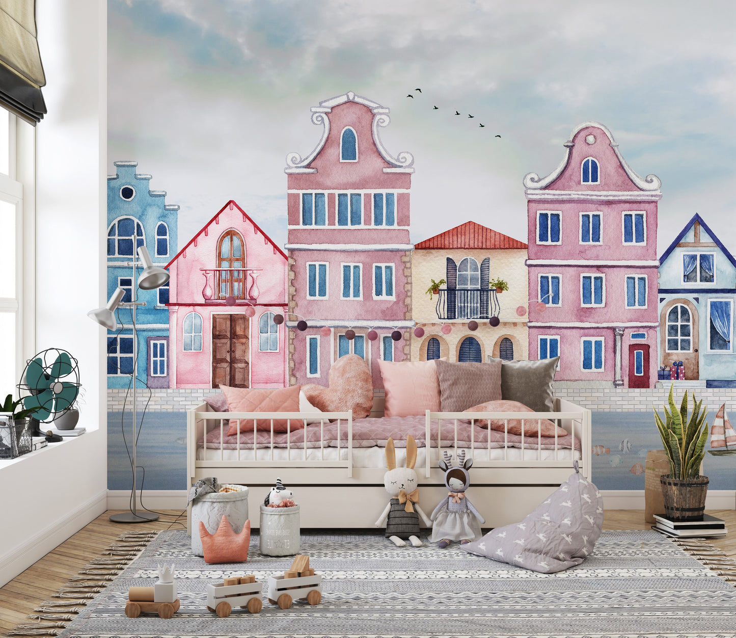 Coastal Town Wall Mural - Giffywalls