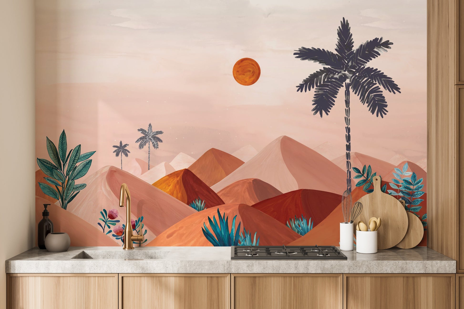 Daytime Mountain Landscape Wall Mural - Giffywalls