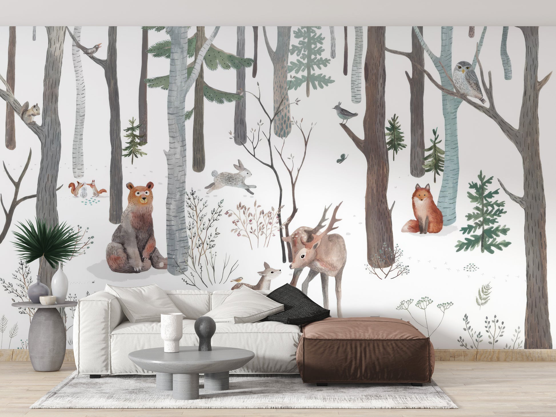 Enchanted White Forest Wall Mural - Giffywalls