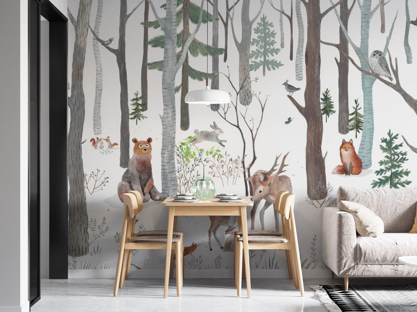 Enchanted White Forest Wall Mural - Giffywalls