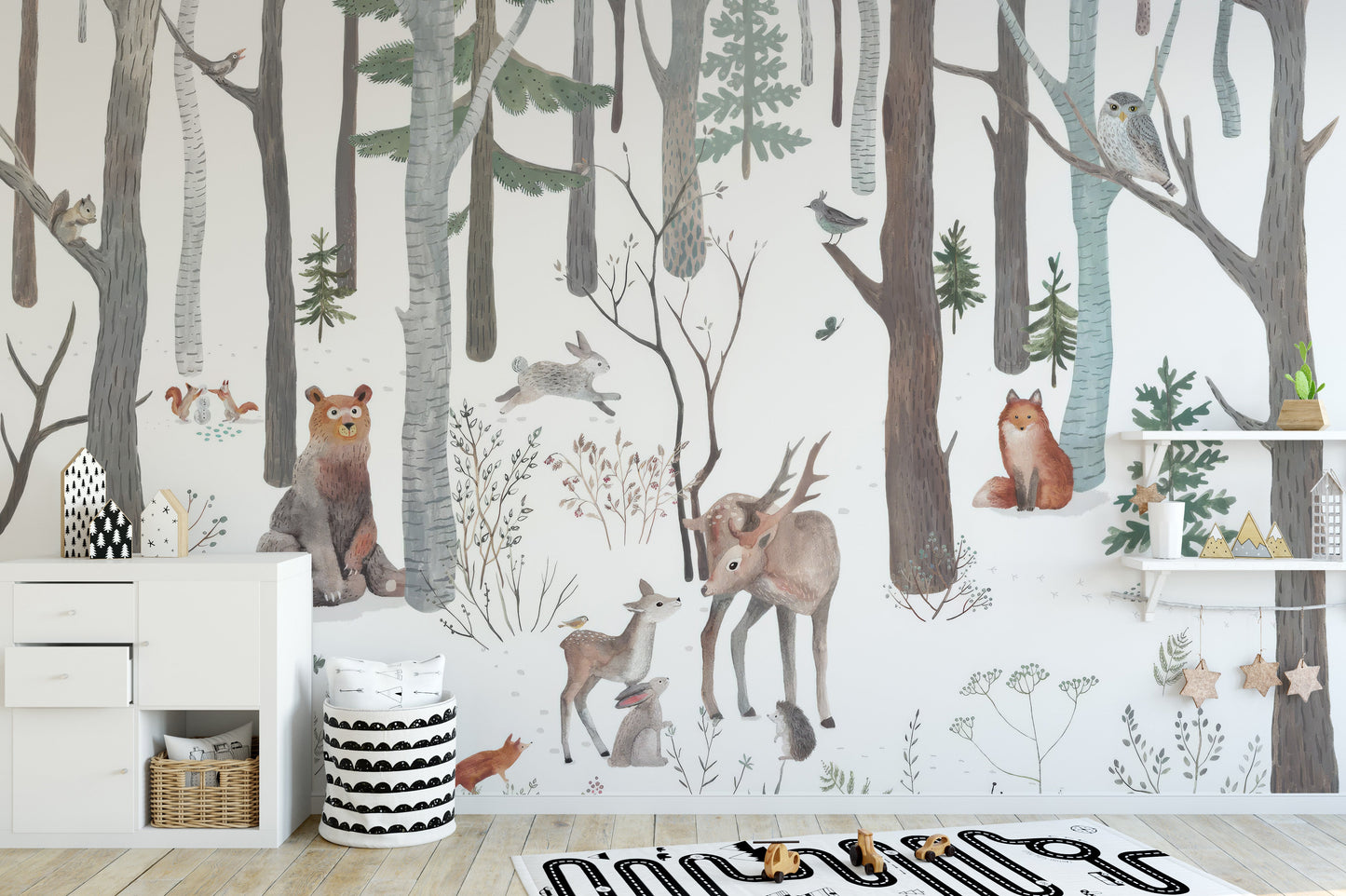 Enchanted White Forest Wall Mural - Giffywalls