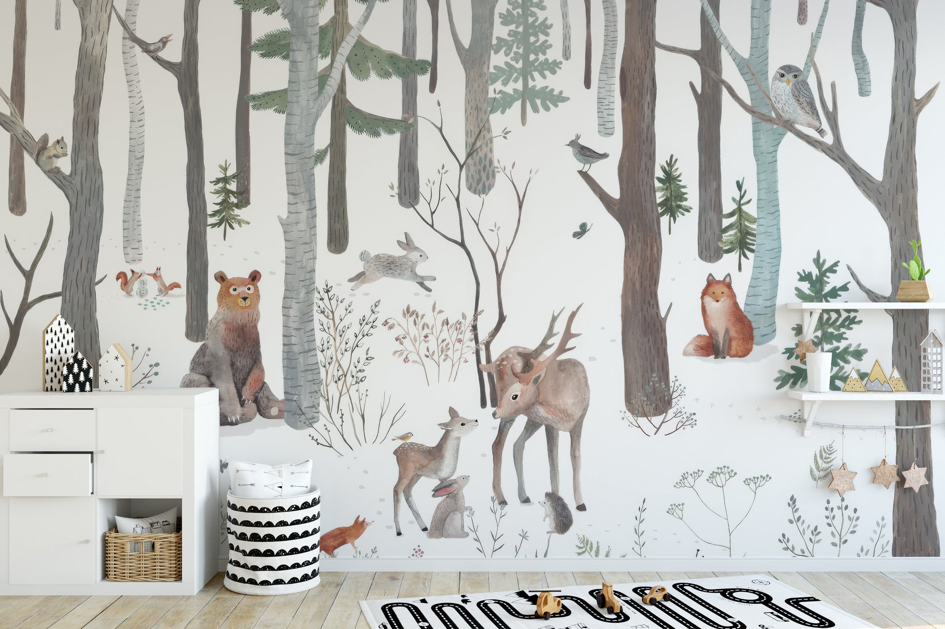 Enchanted White Forest Wall Mural - Giffywalls