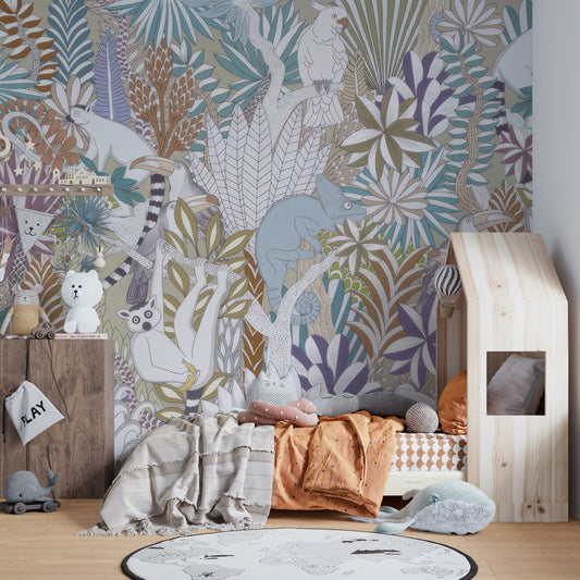 Exotic jungle wallpaper for tropical-themed rooms